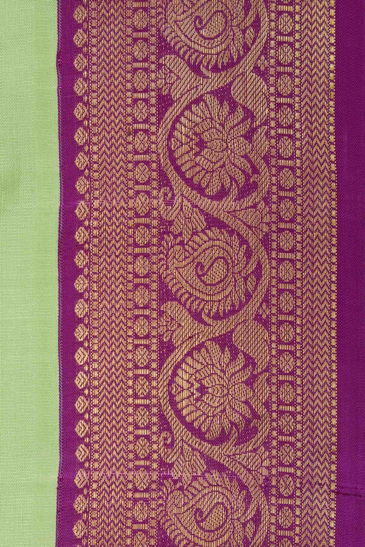 Pure Silk Pure Zari Light Green Dual Tone Kanchipuram Saree