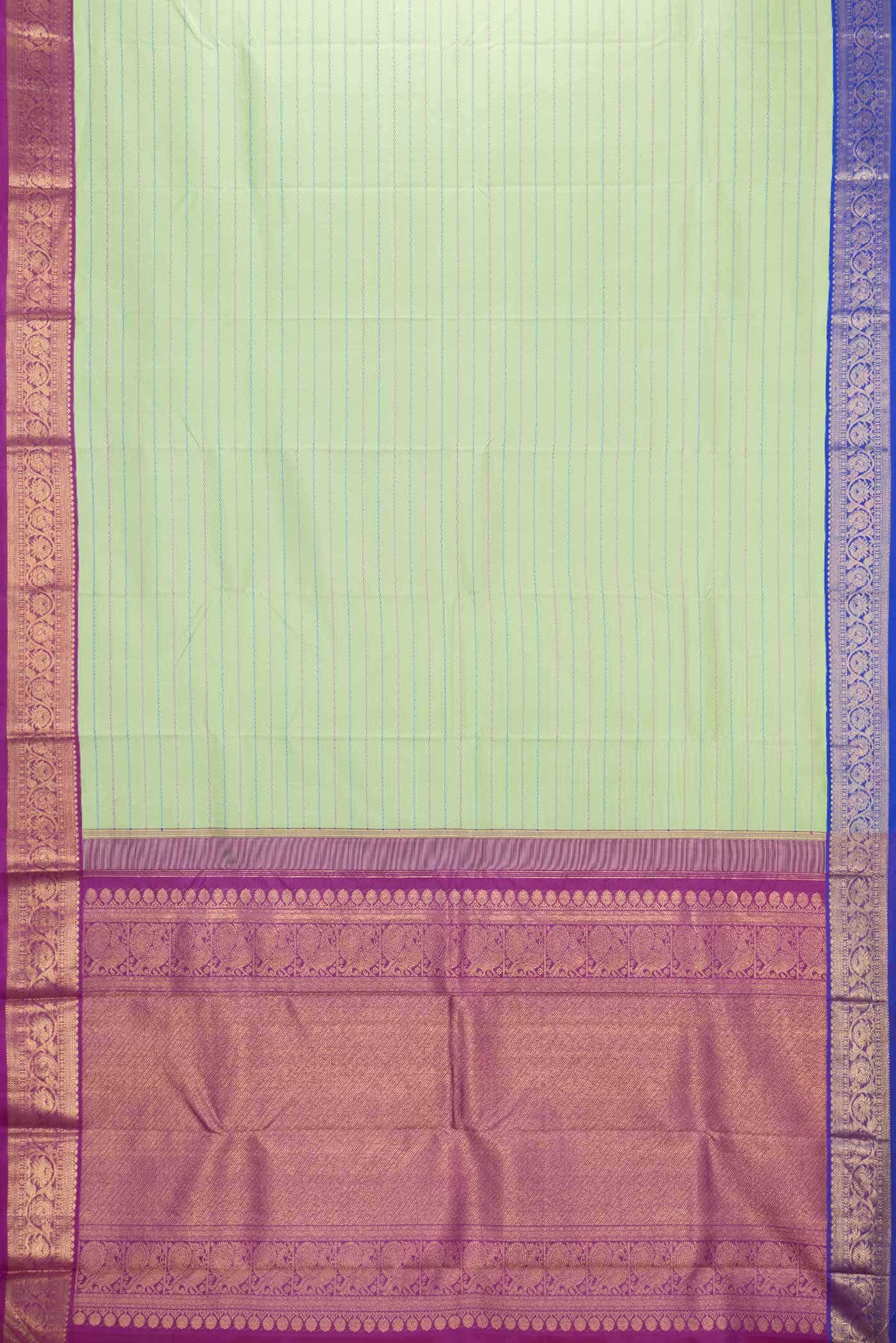 Pure Silk Pure Zari Light Green Dual Tone Kanchipuram Saree