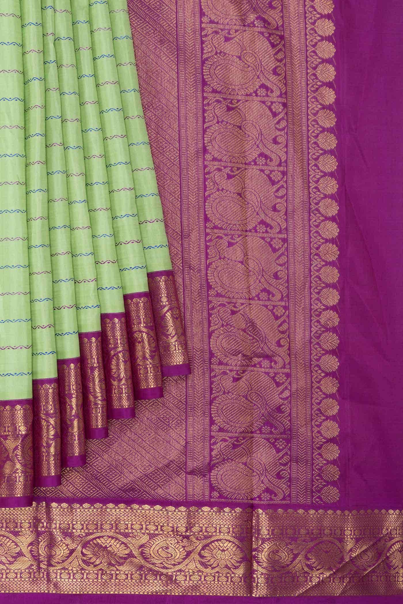 Pure Silk Pure Zari Light Green Dual Tone Kanchipuram Saree