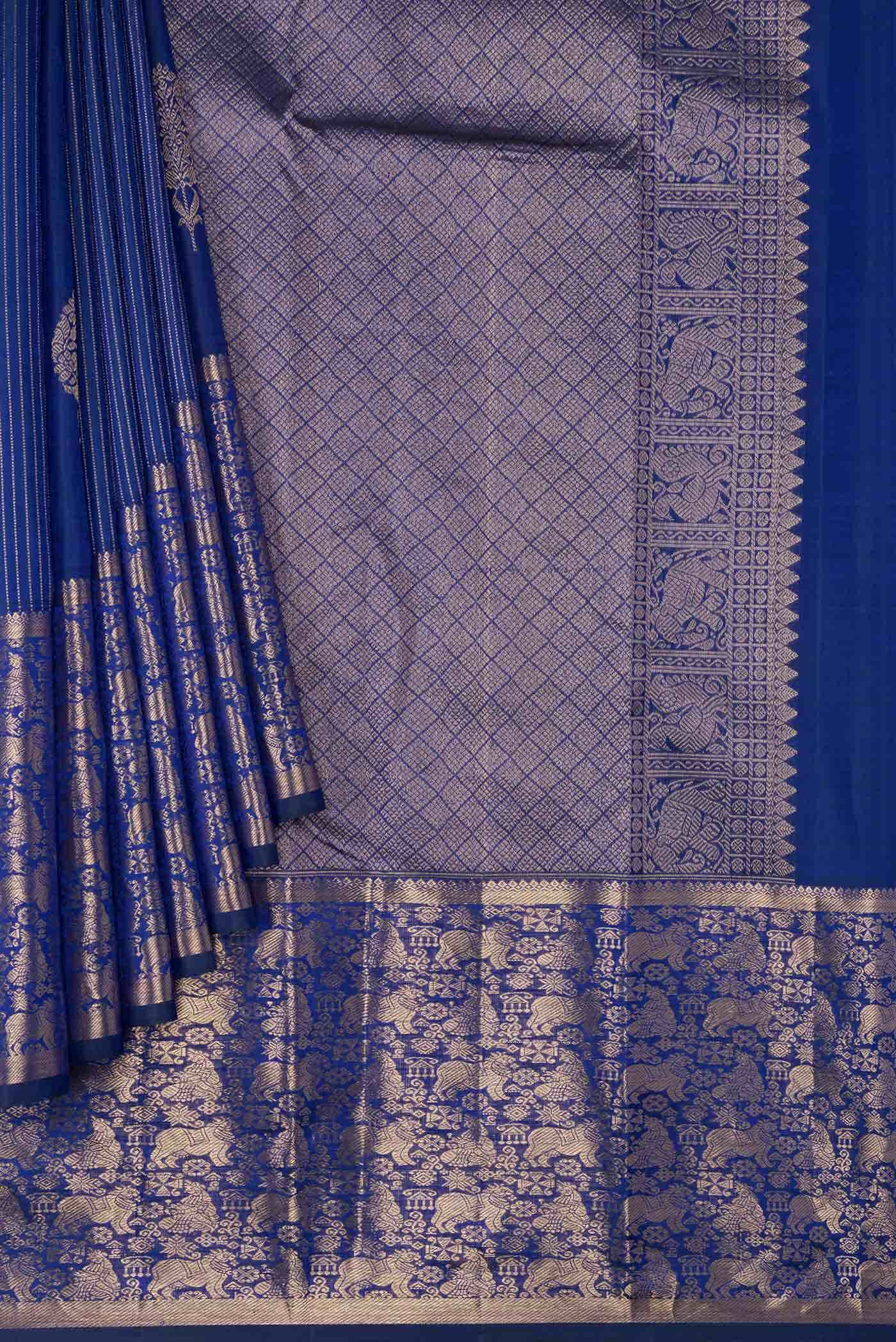 Blue Dual Tone Kanchipuram Silk Saree