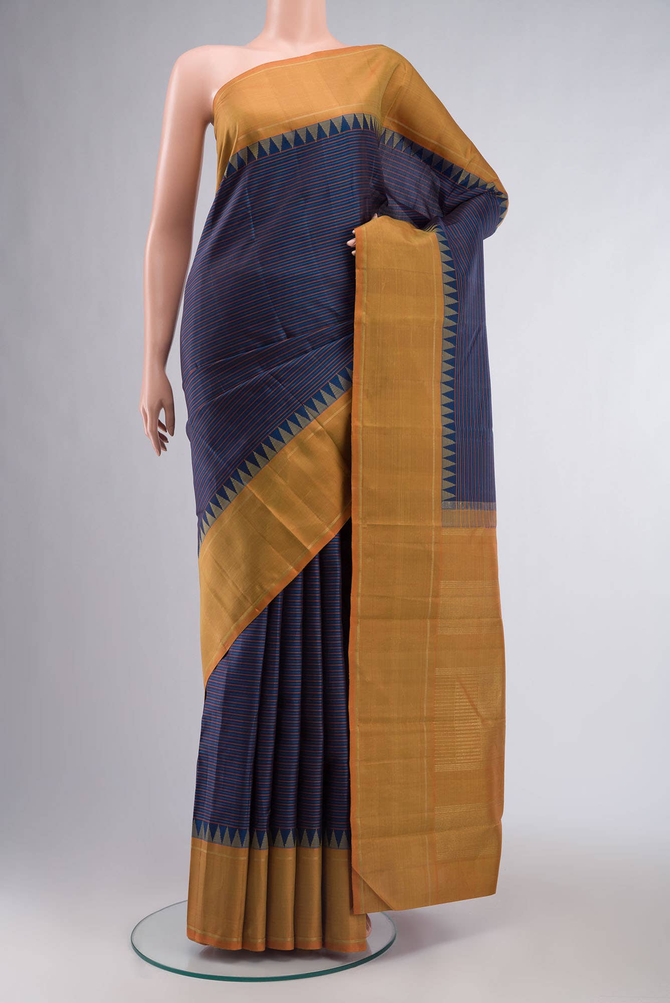 Pure Silk Pure Zari Blue Kanchipuram Saree