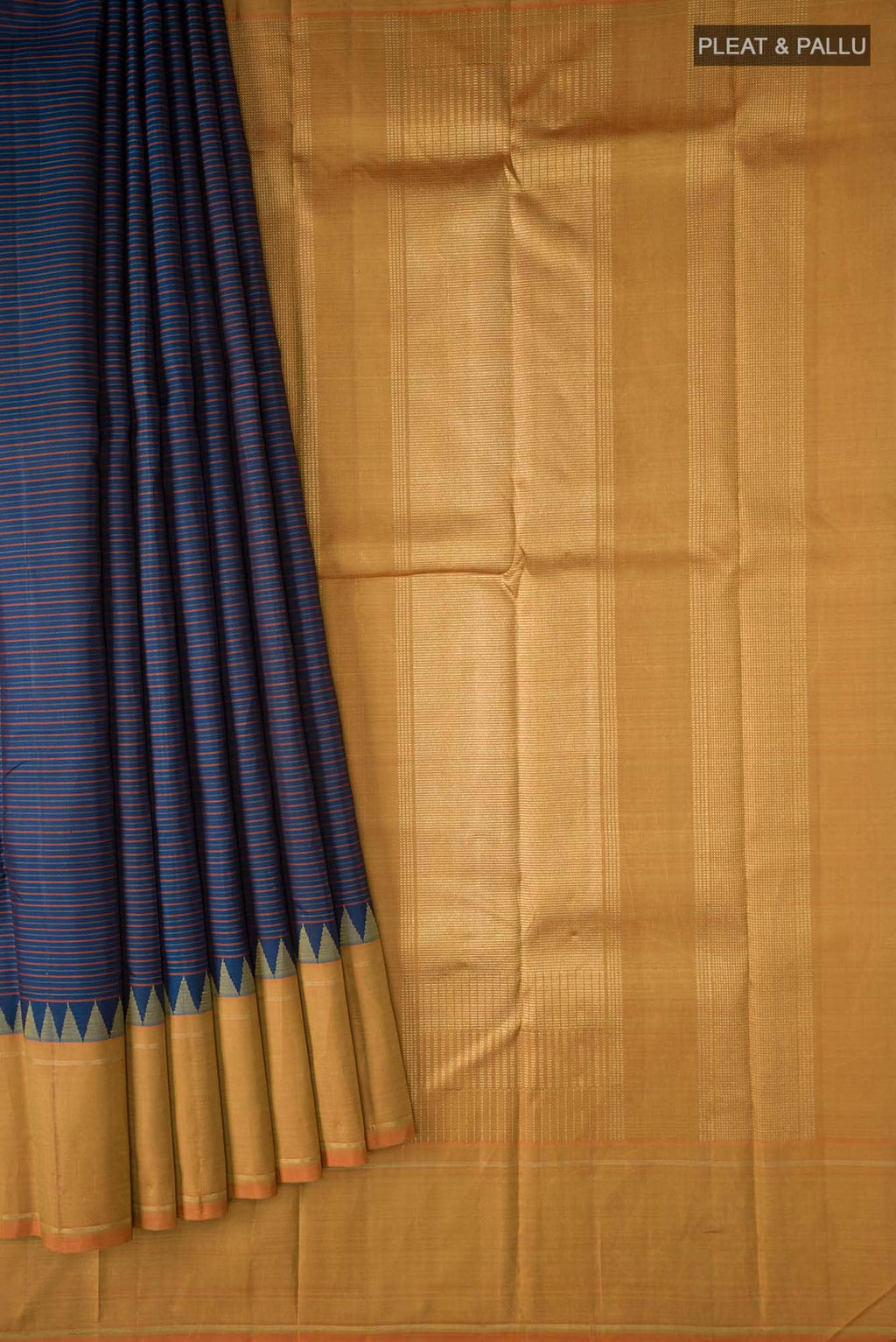 Pure Silk Pure Zari Blue Kanchipuram Saree