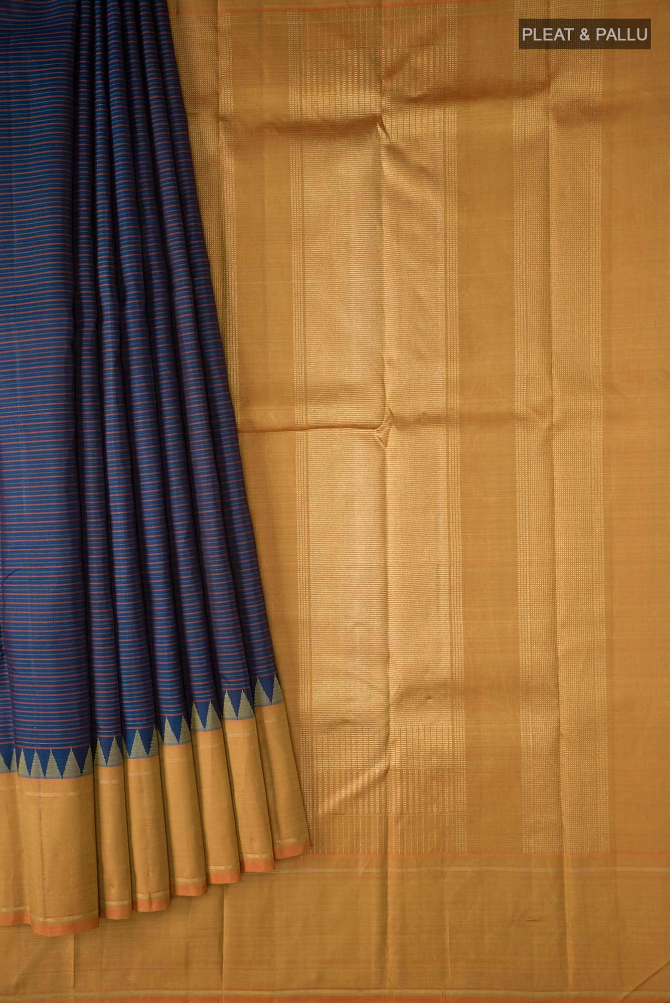 Pure Silk Pure Zari Blue Kanchipuram Saree