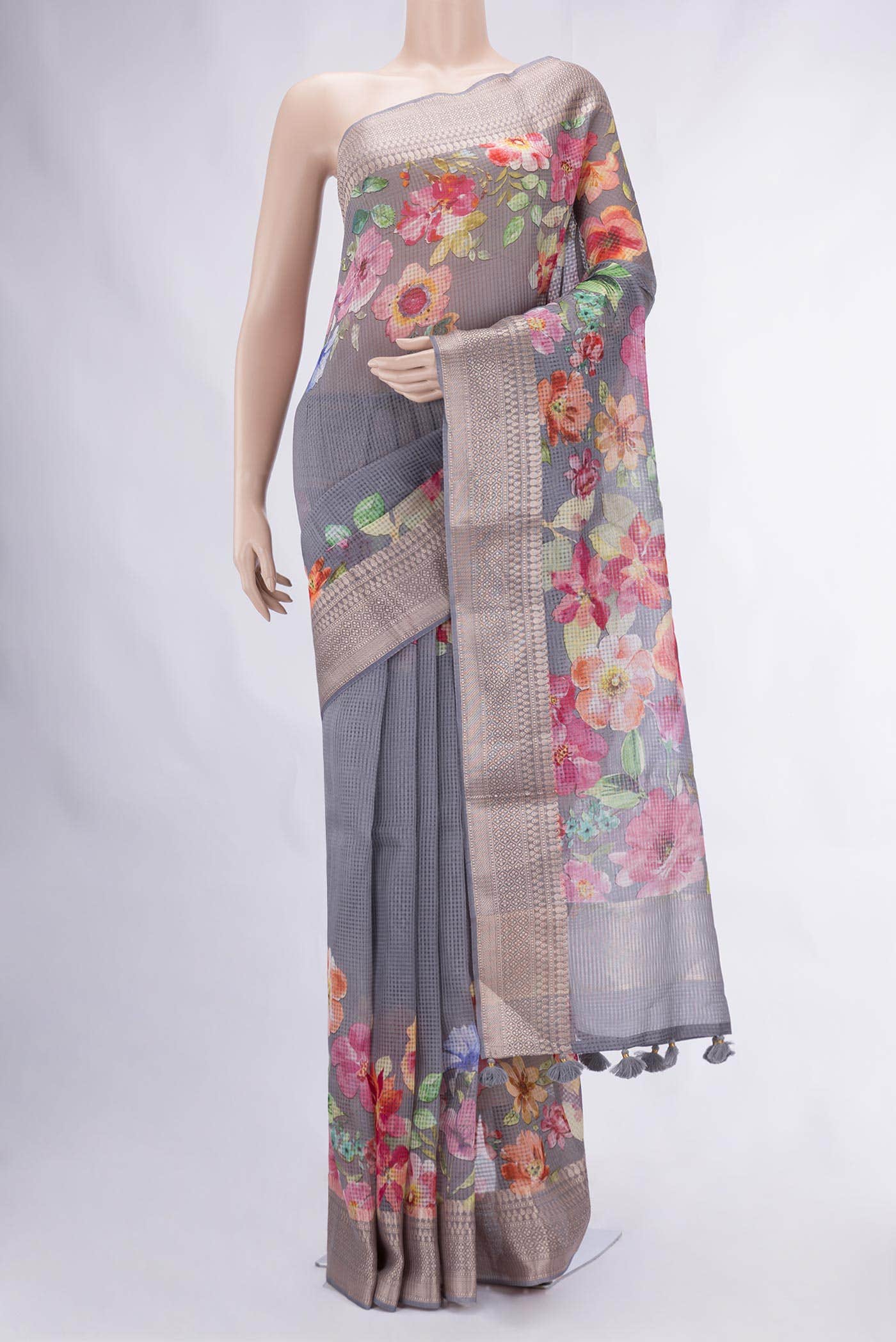 Grey Kota Cotton Saree