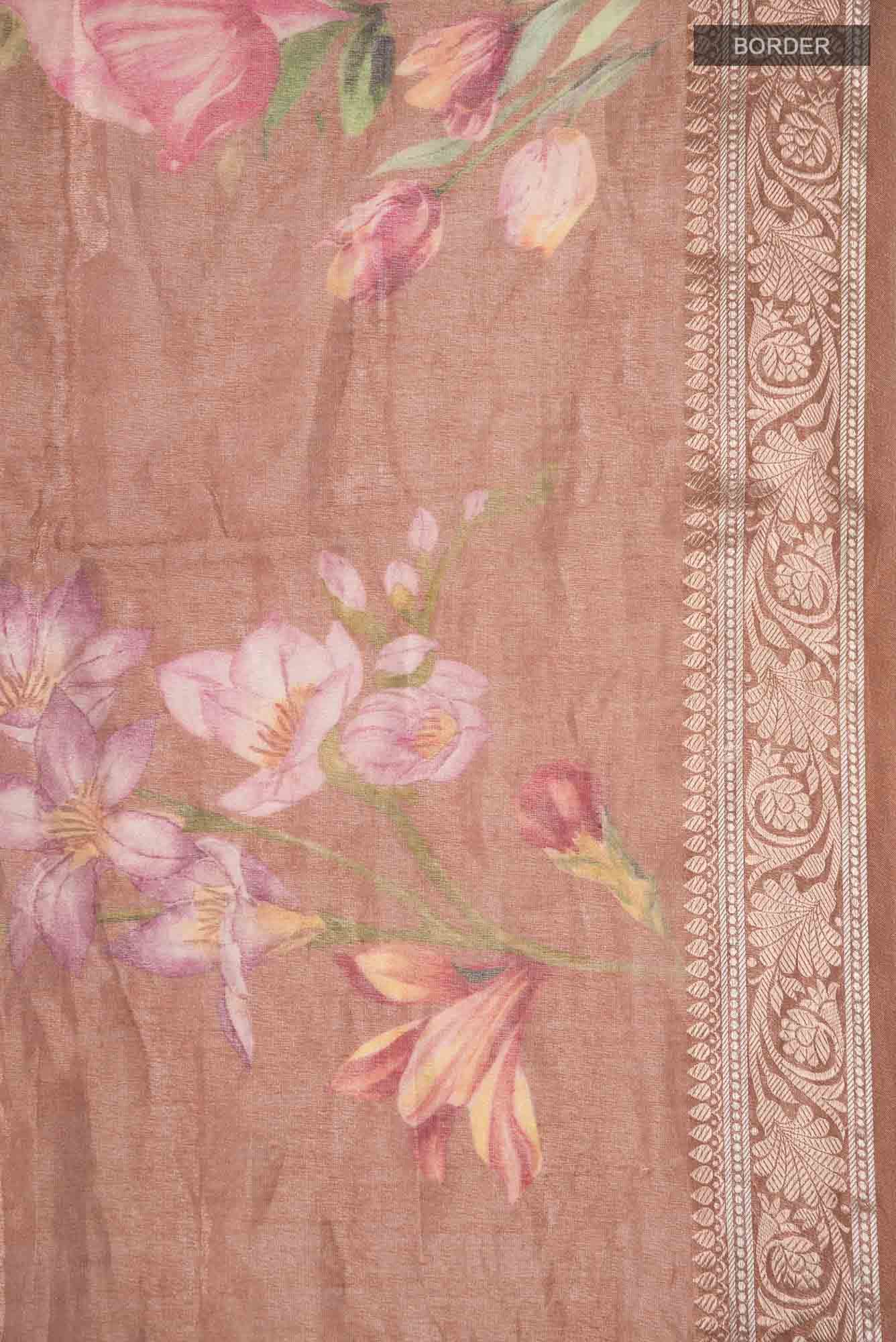 Brown Organza Silk Saree
