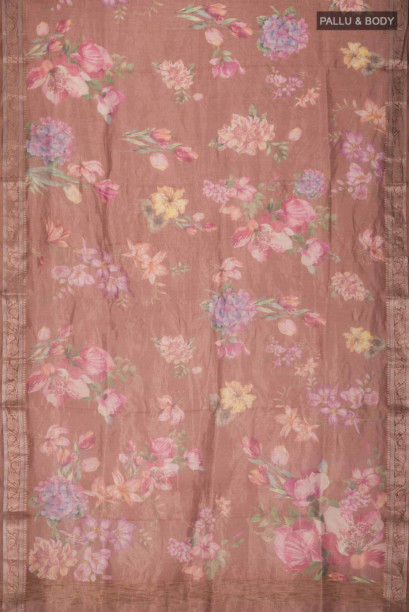 Brown Organza Silk Saree