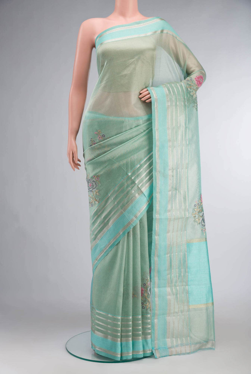 Green Organza Silk Saree