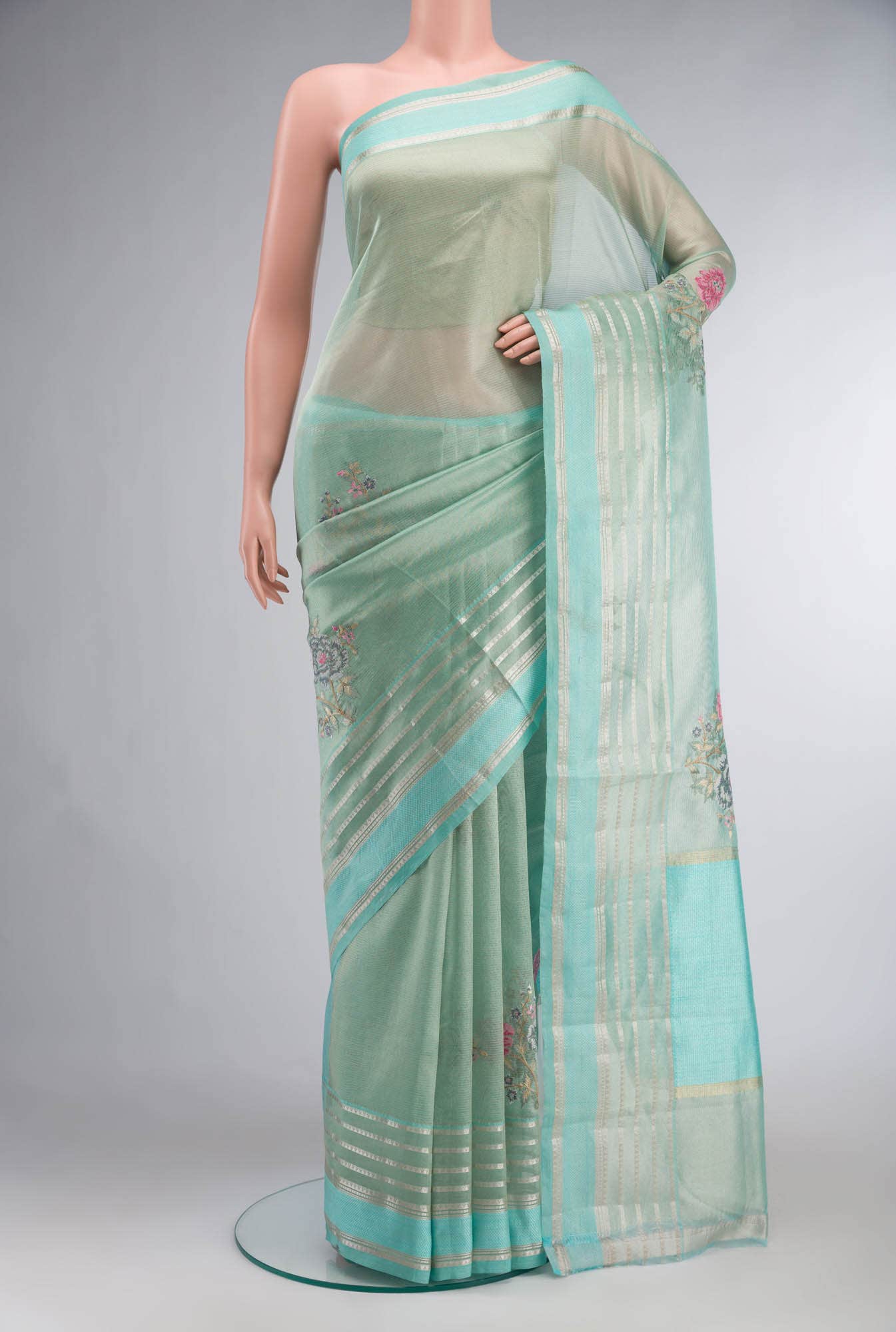 Green Organza Silk Saree