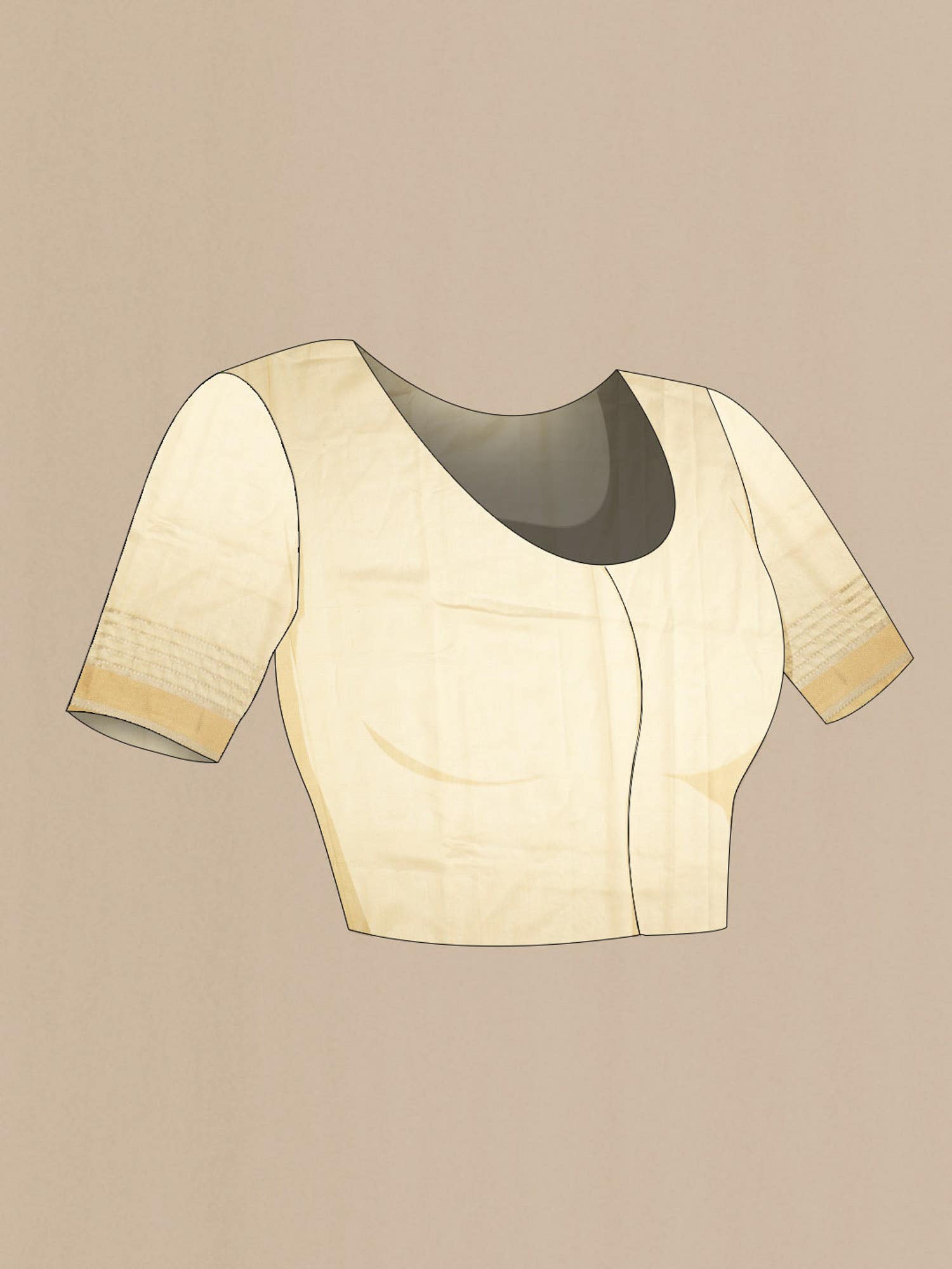 Beige Organza Silk Saree