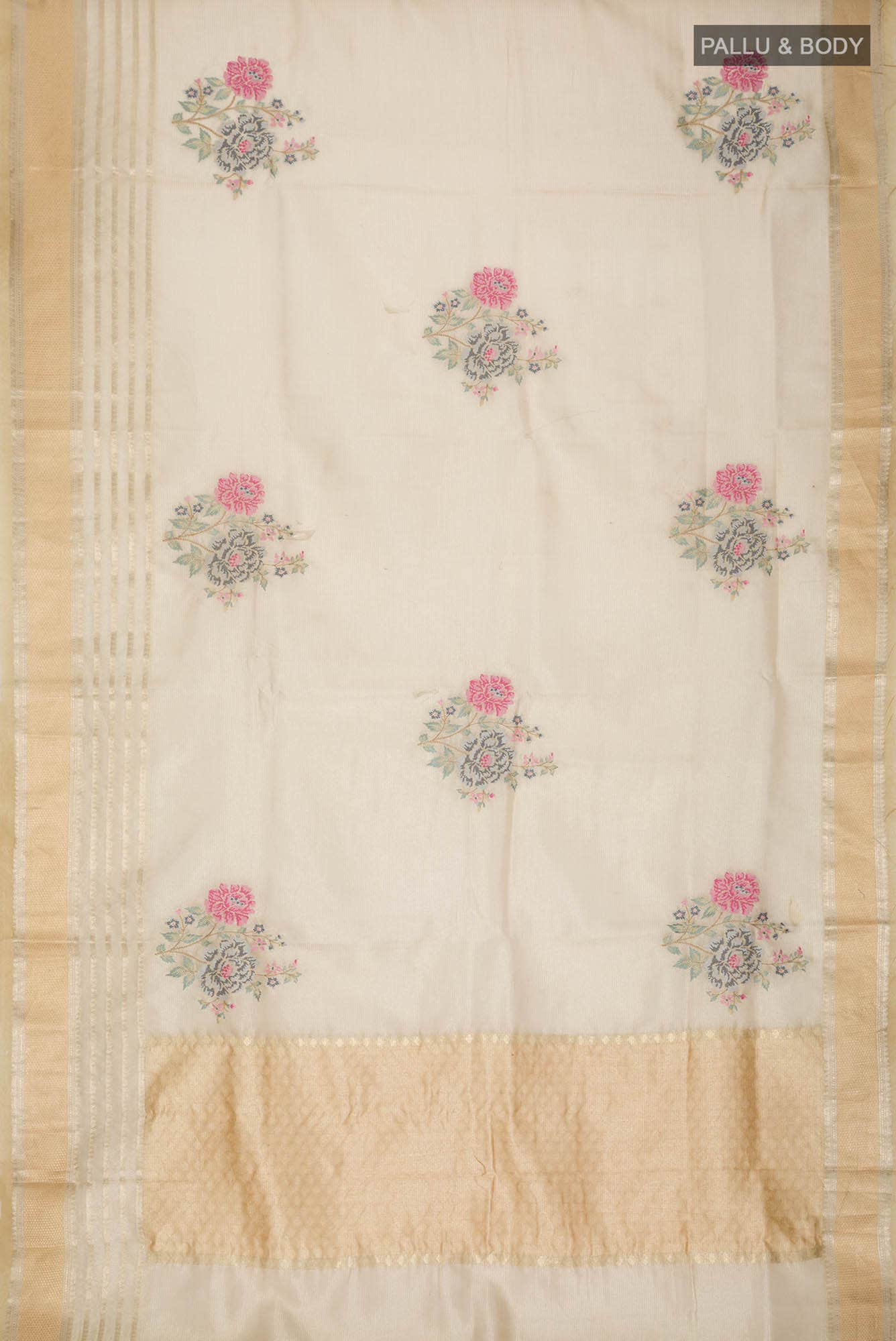 Beige Organza Silk Saree