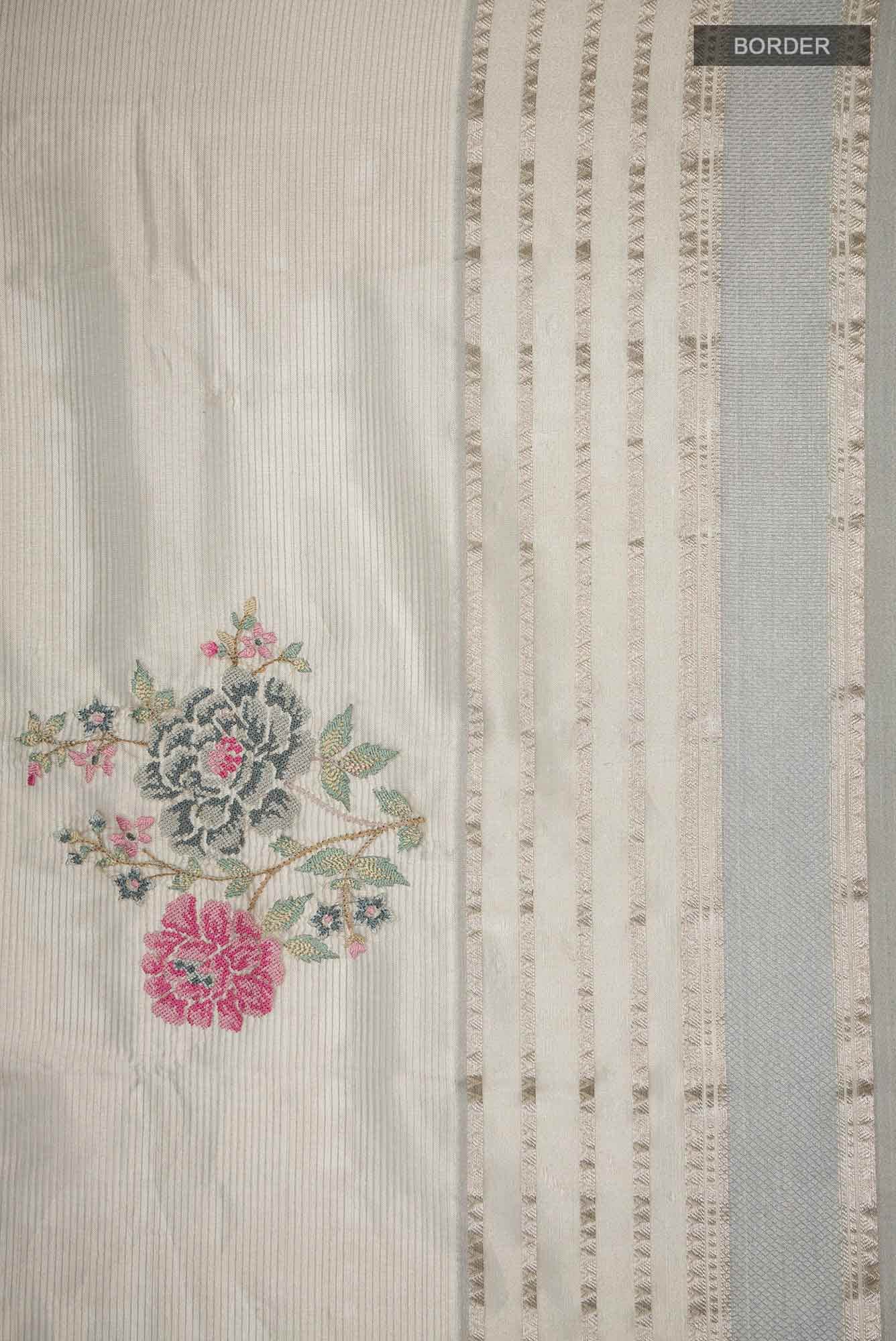 Grey Organza Silk Saree