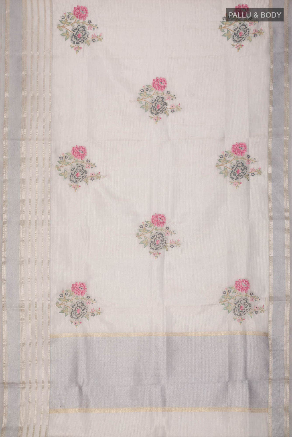 Grey Organza Silk Saree