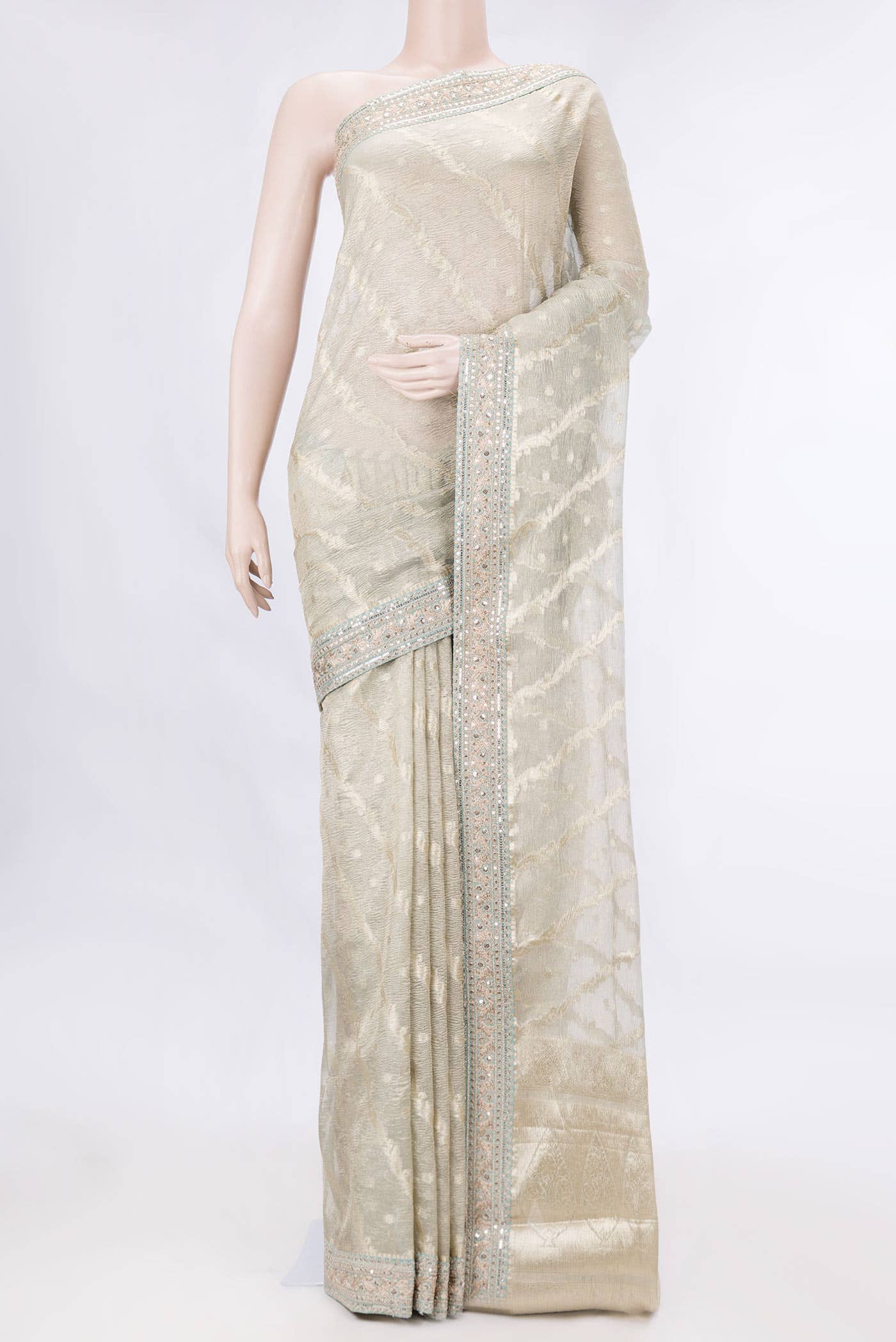 Light Green Dual Tone Organza Silk Saree