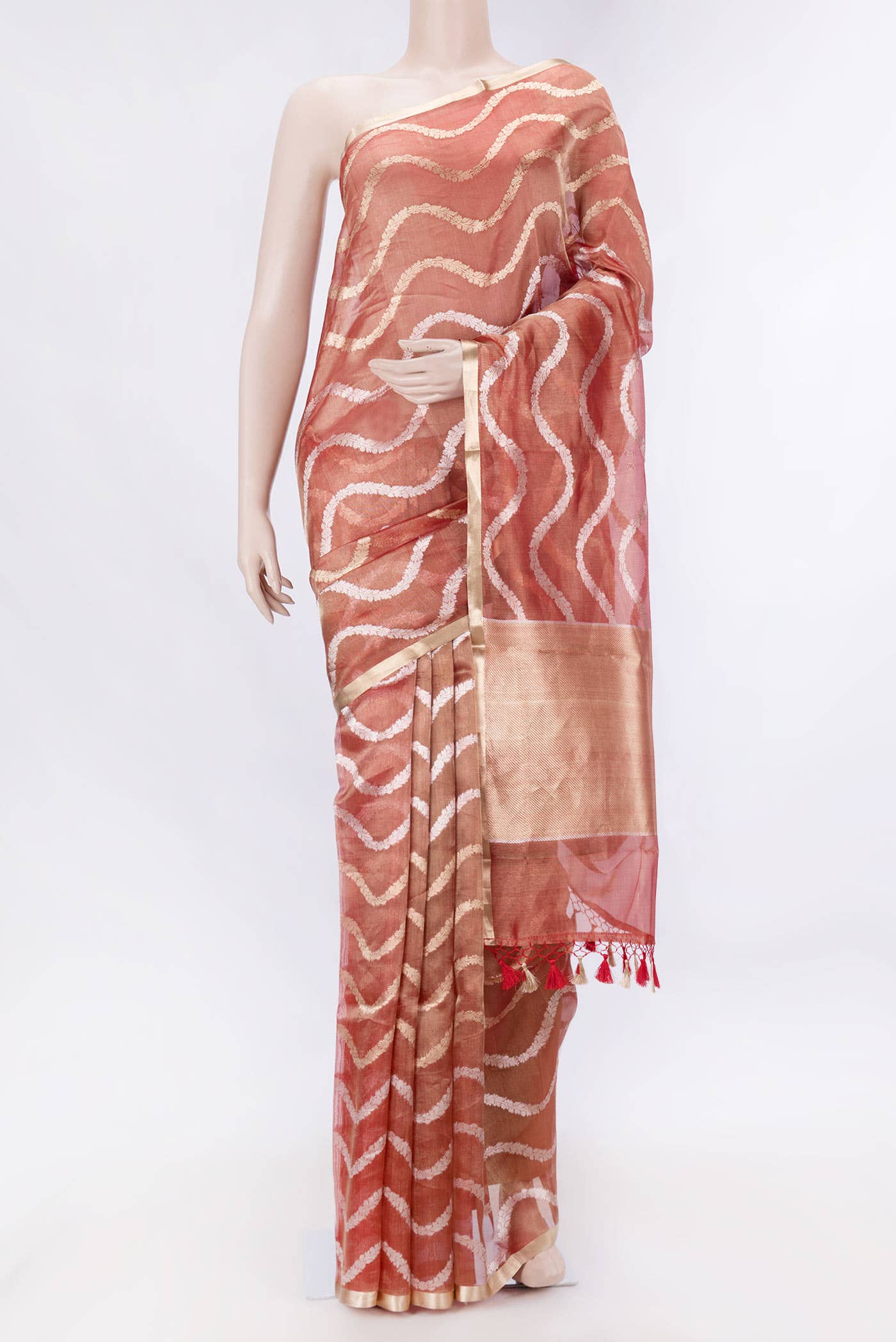 Maroon Dual Tone Organza Silk Saree