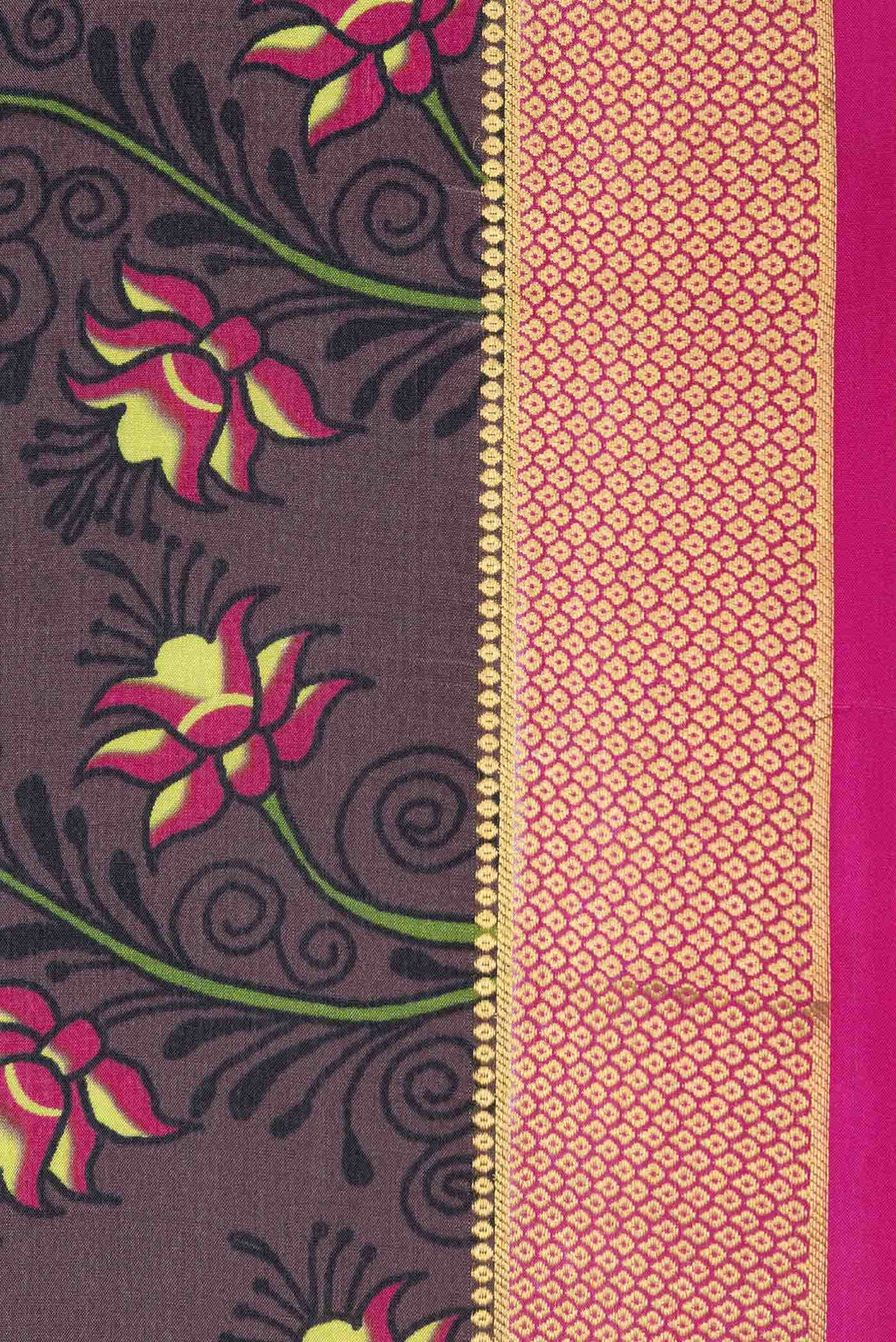 Coffee Brown Dual Tone Mysore Crepe Saree