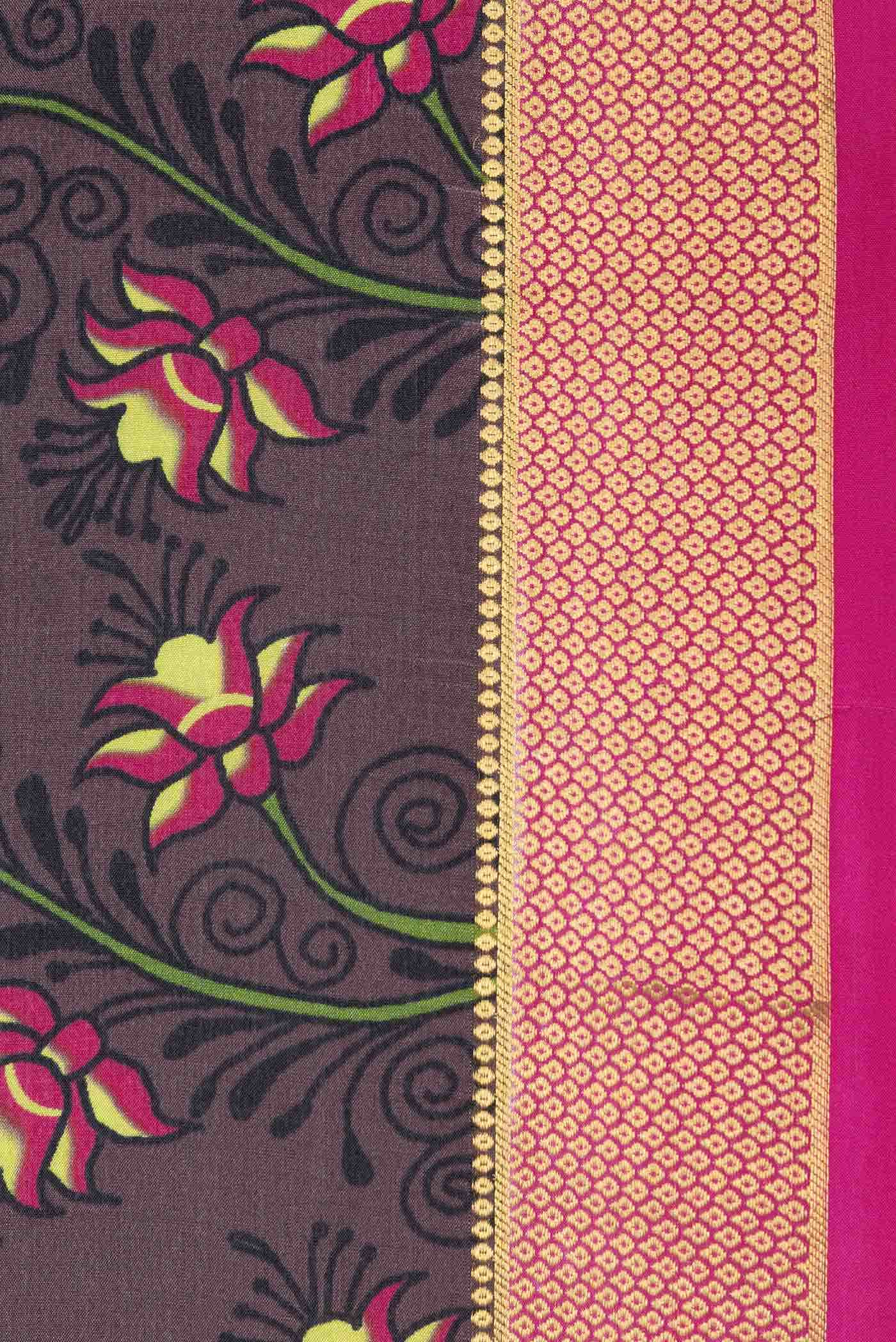 Coffee Brown Dual Tone Mysore Crepe Saree