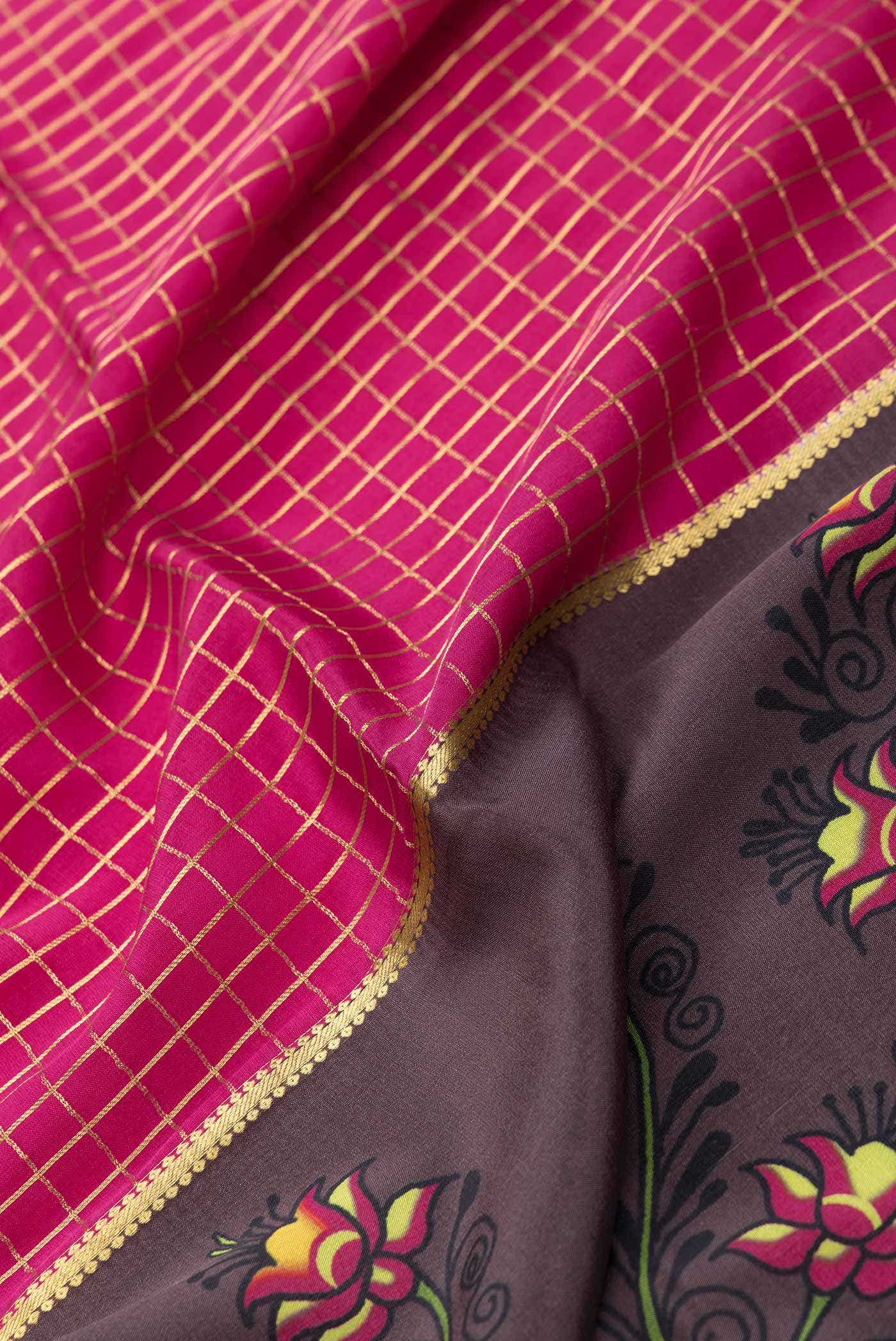 Coffee Brown Dual Tone Mysore Crepe Saree