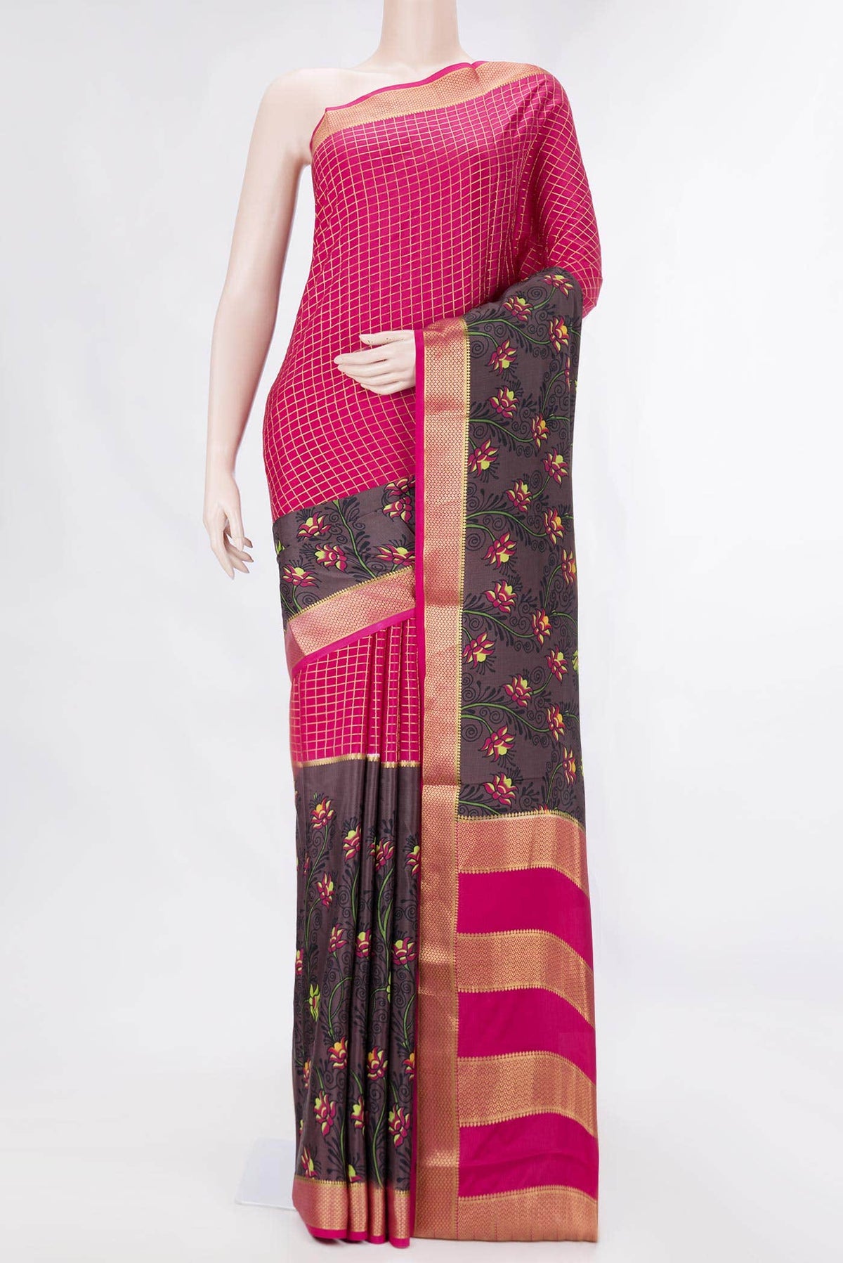 Pink Mysore Crepe Saree