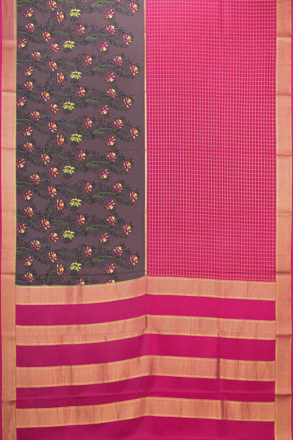 Coffee Brown Dual Tone Mysore Crepe Saree