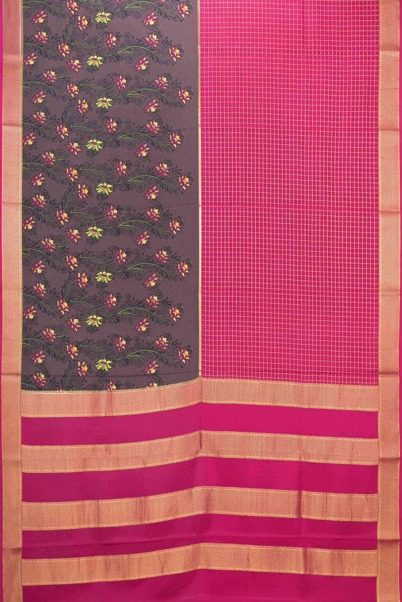 Coffee Brown Dual Tone Mysore Crepe Saree
