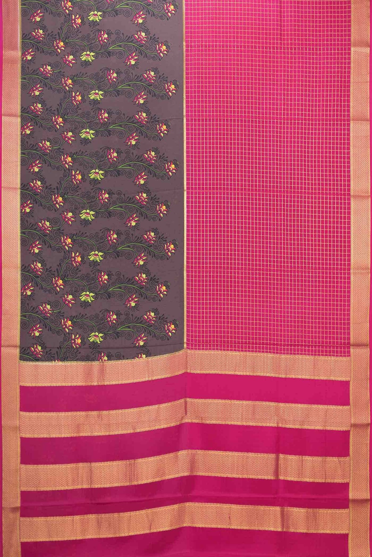 Pink Mysore Crepe Saree