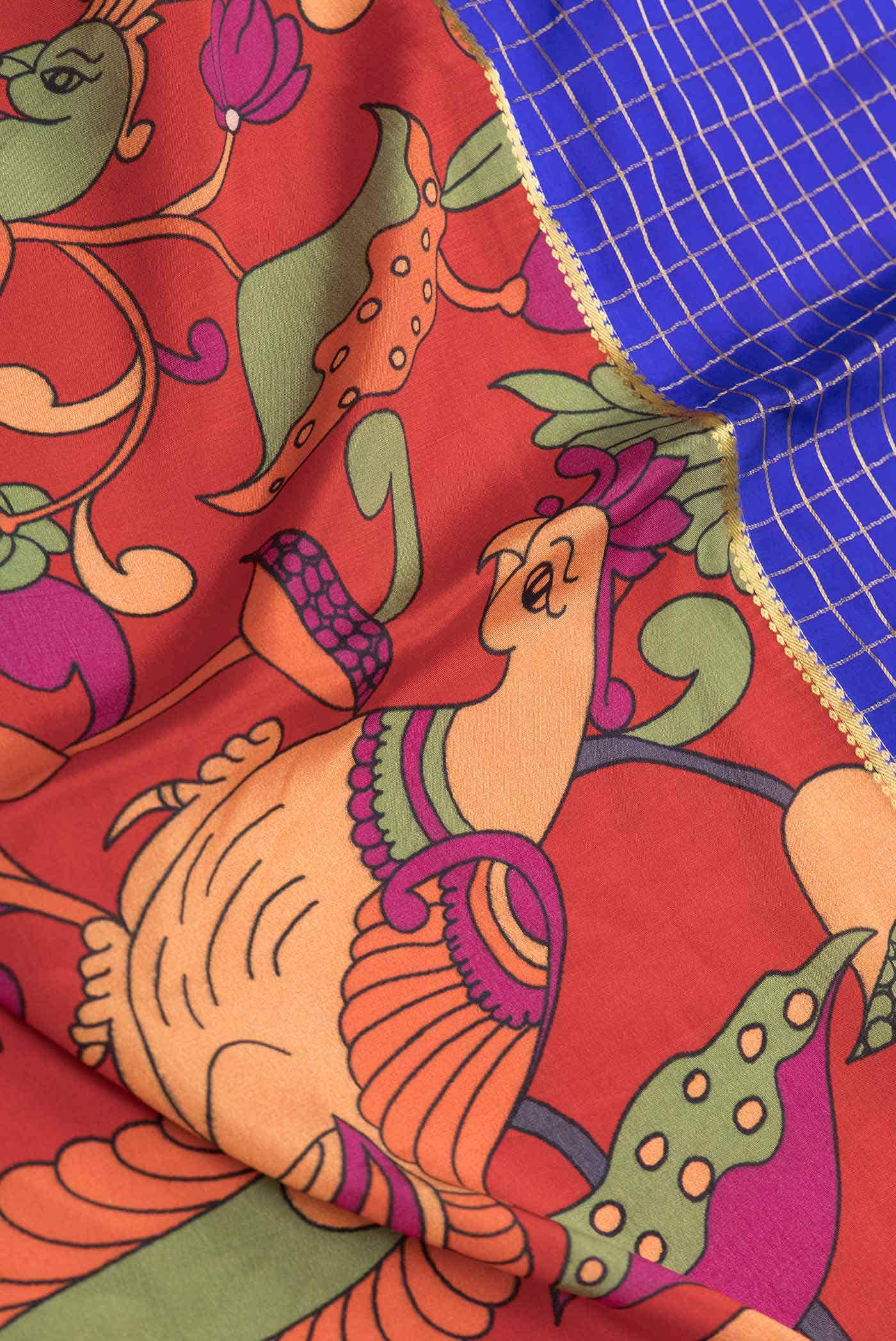 Red Dual Tone Mysore Crepe Saree