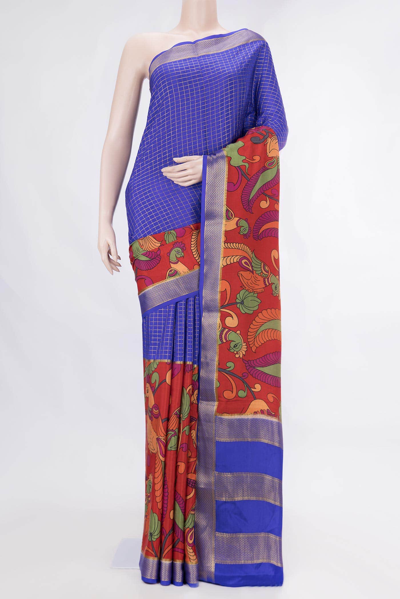 Red Dual Tone Mysore Crepe Saree