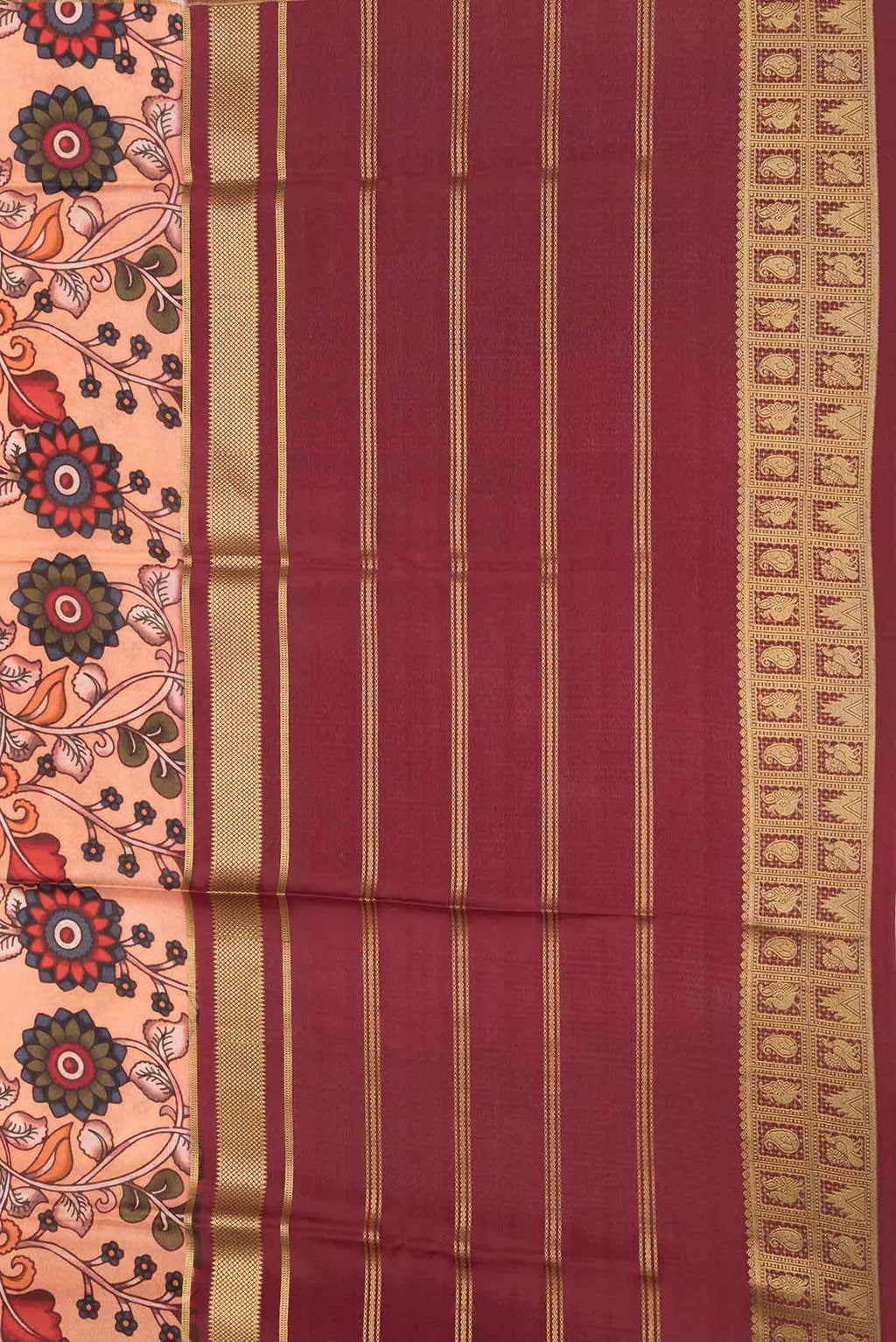 Peach Dual Tone Mysore Crepe Saree