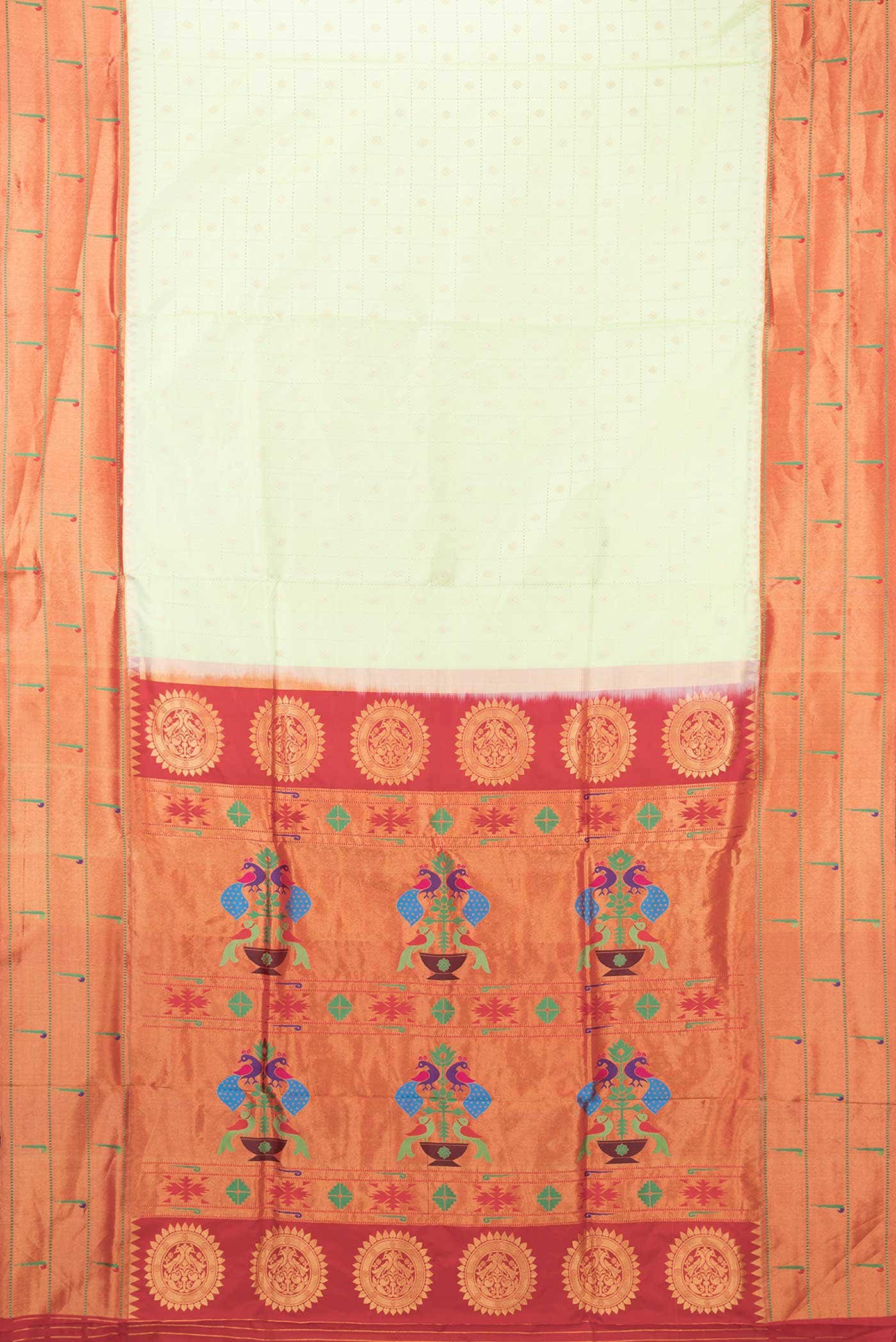 Pista Green Dual Tone Paithani Silk Saree