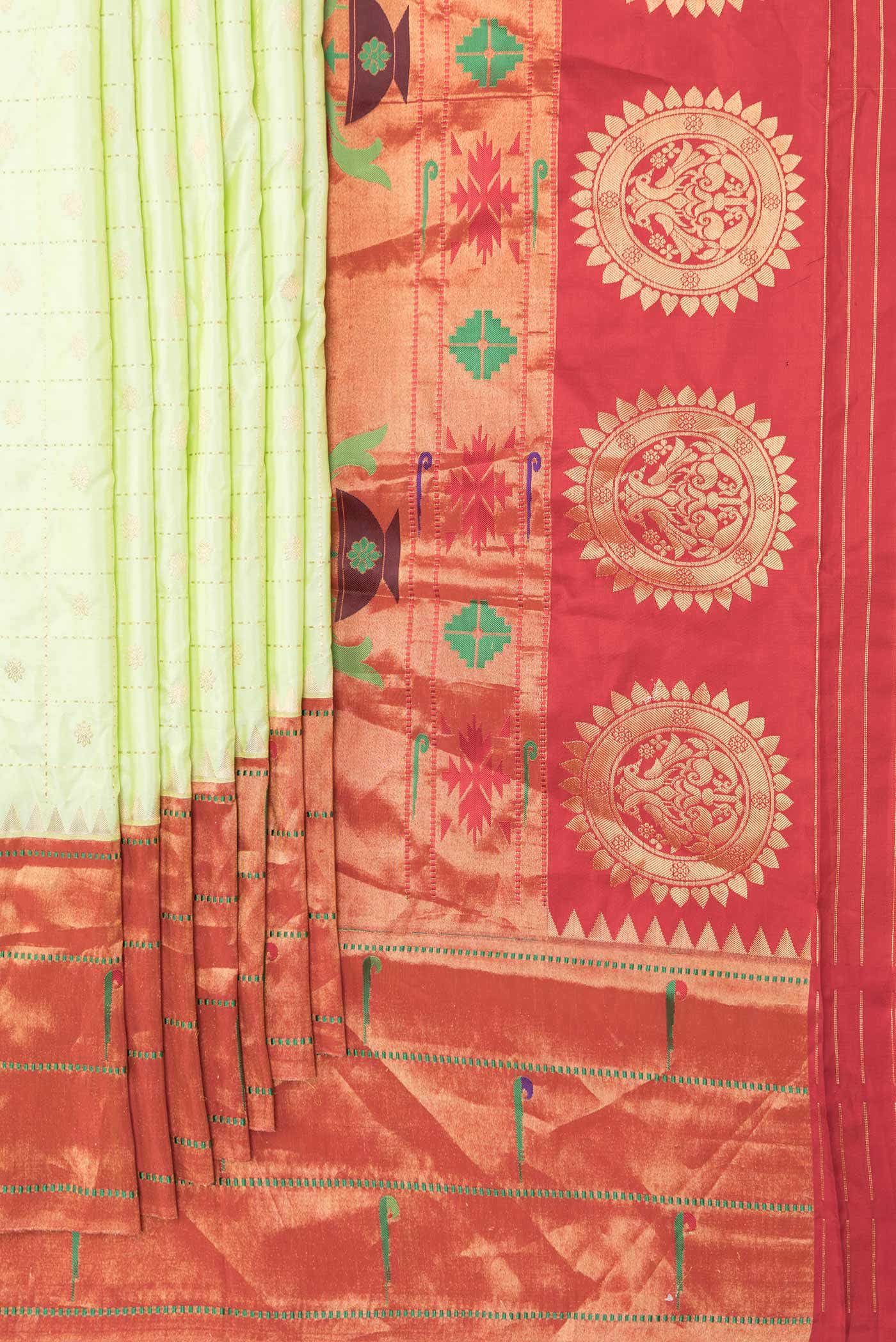 Pista Green Dual Tone Paithani Silk Saree