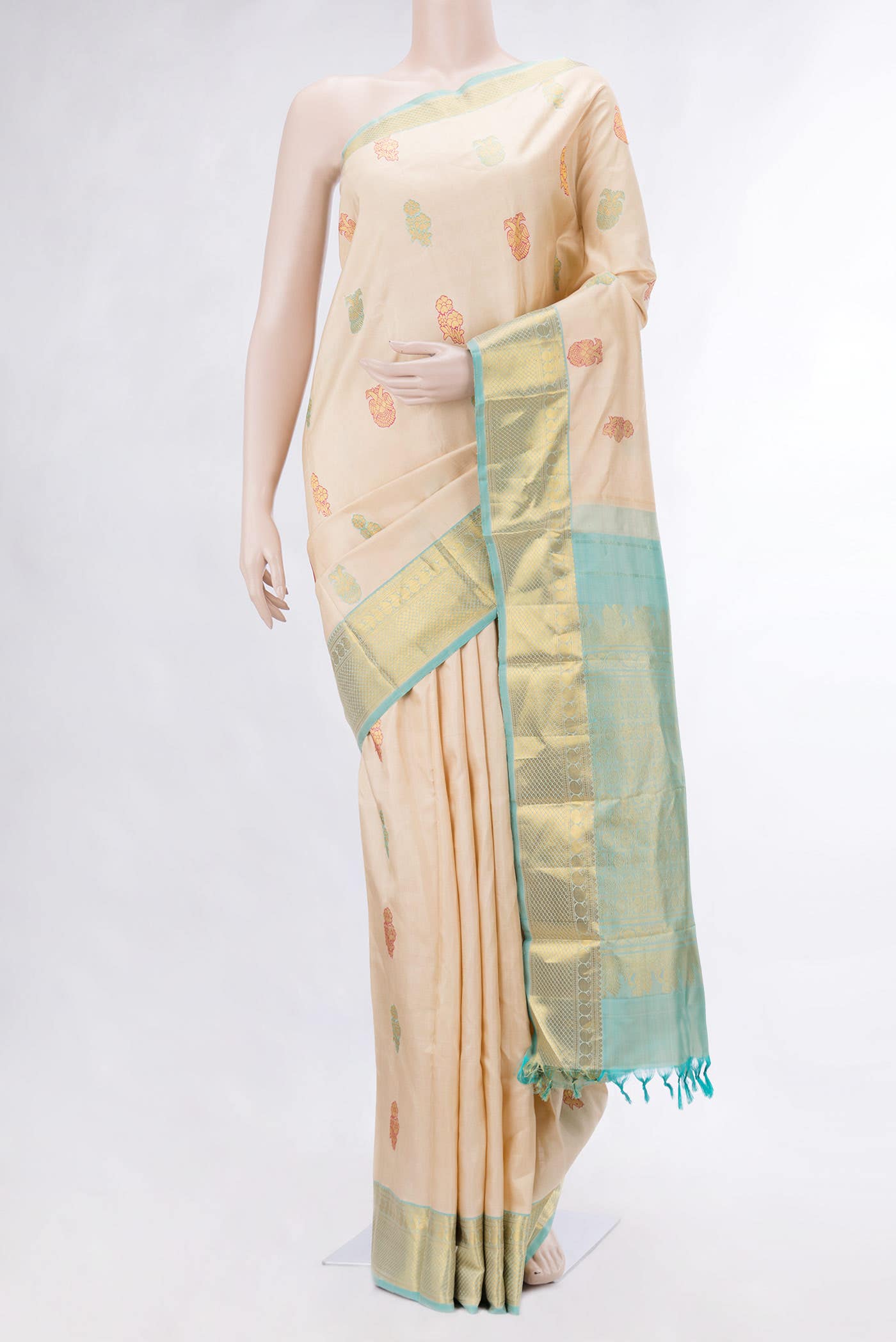 Pure Silk Pure Zari Sandal Kanchipuram Saree
