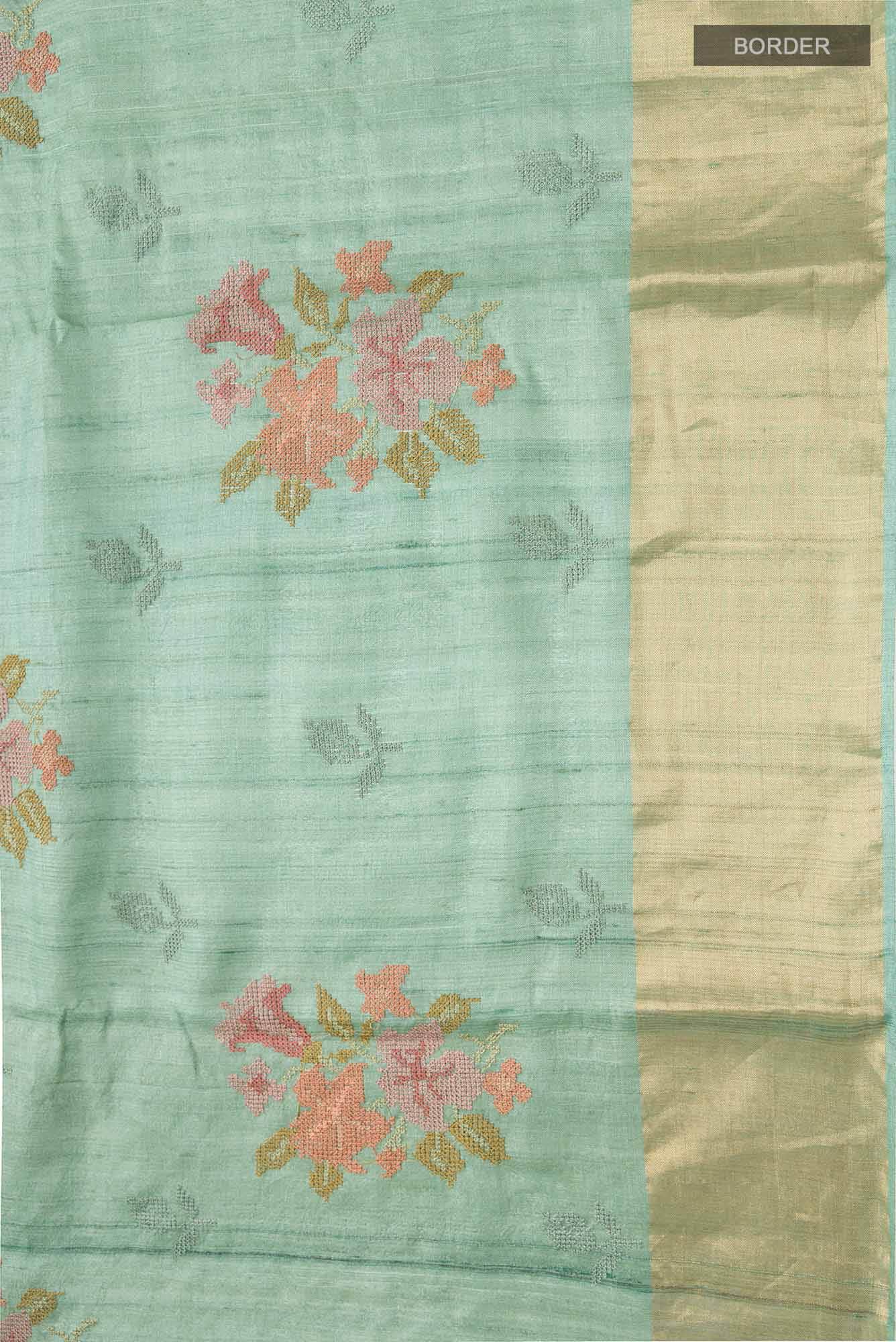 Green Bhagalpuri Tussar Silk Saree