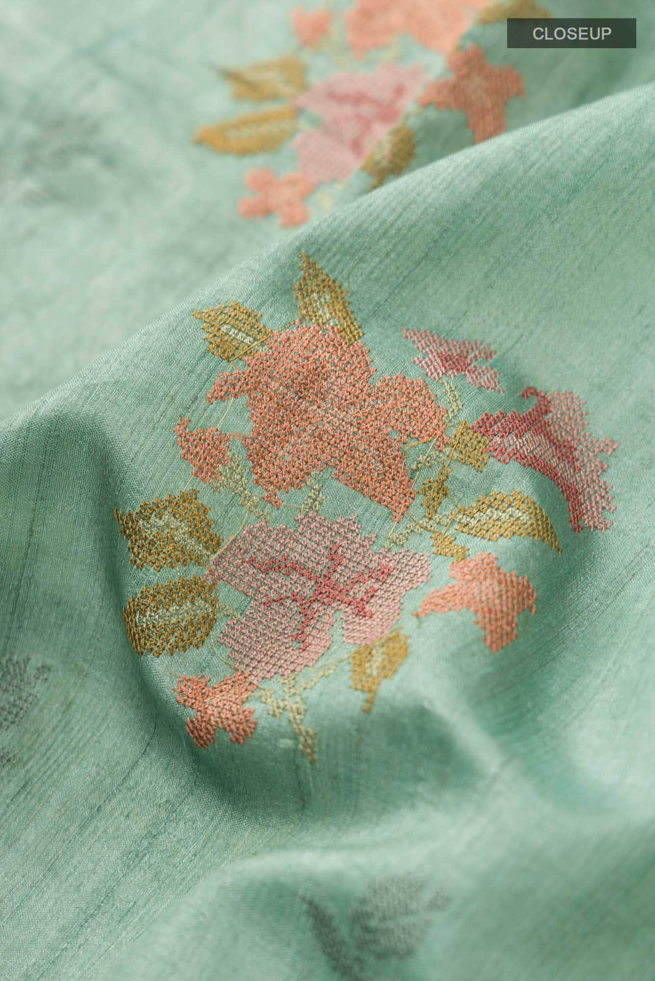 Green Bhagalpuri Tussar Silk Saree