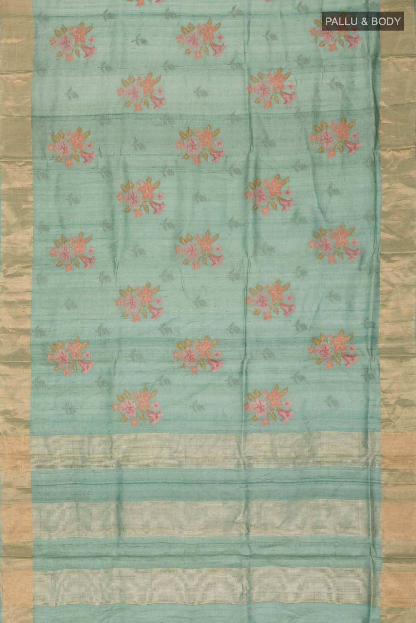 Green Bhagalpuri Tussar Silk Saree