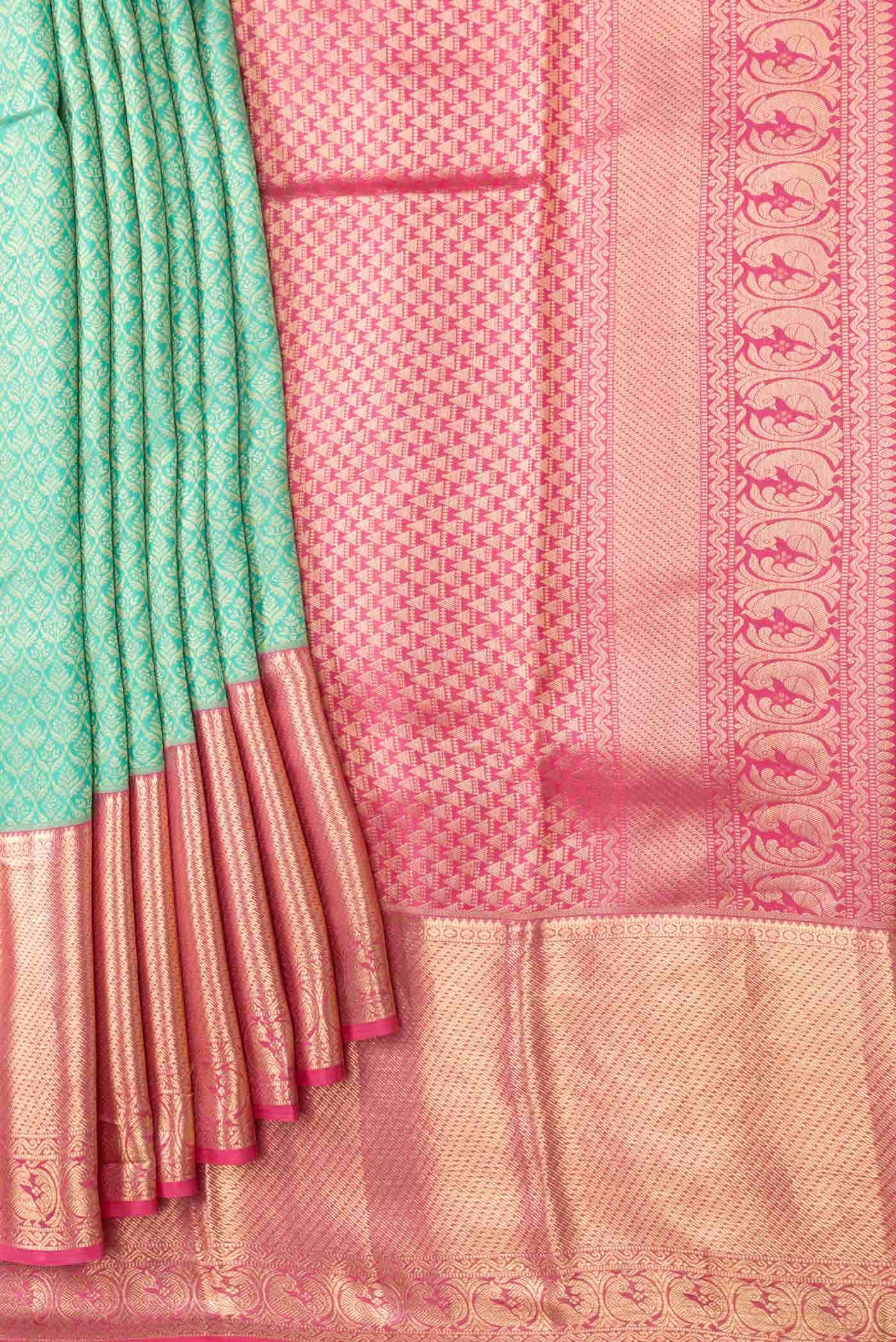 Sea Green Dual Tone Kanchipuram Silk Saree