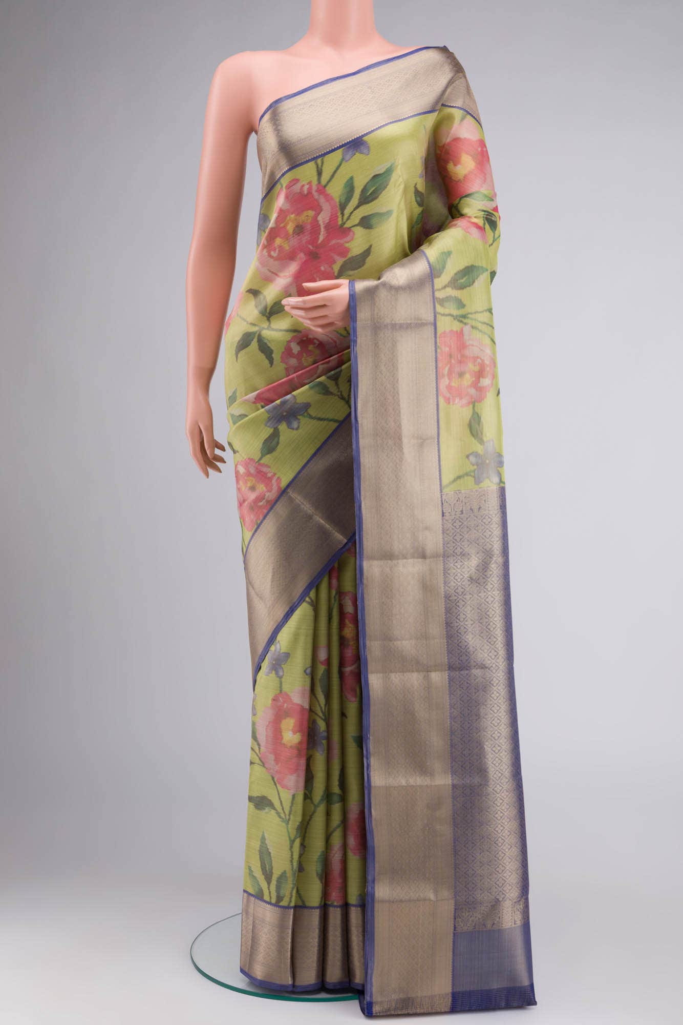 Green Blended Tissue Silk Saree