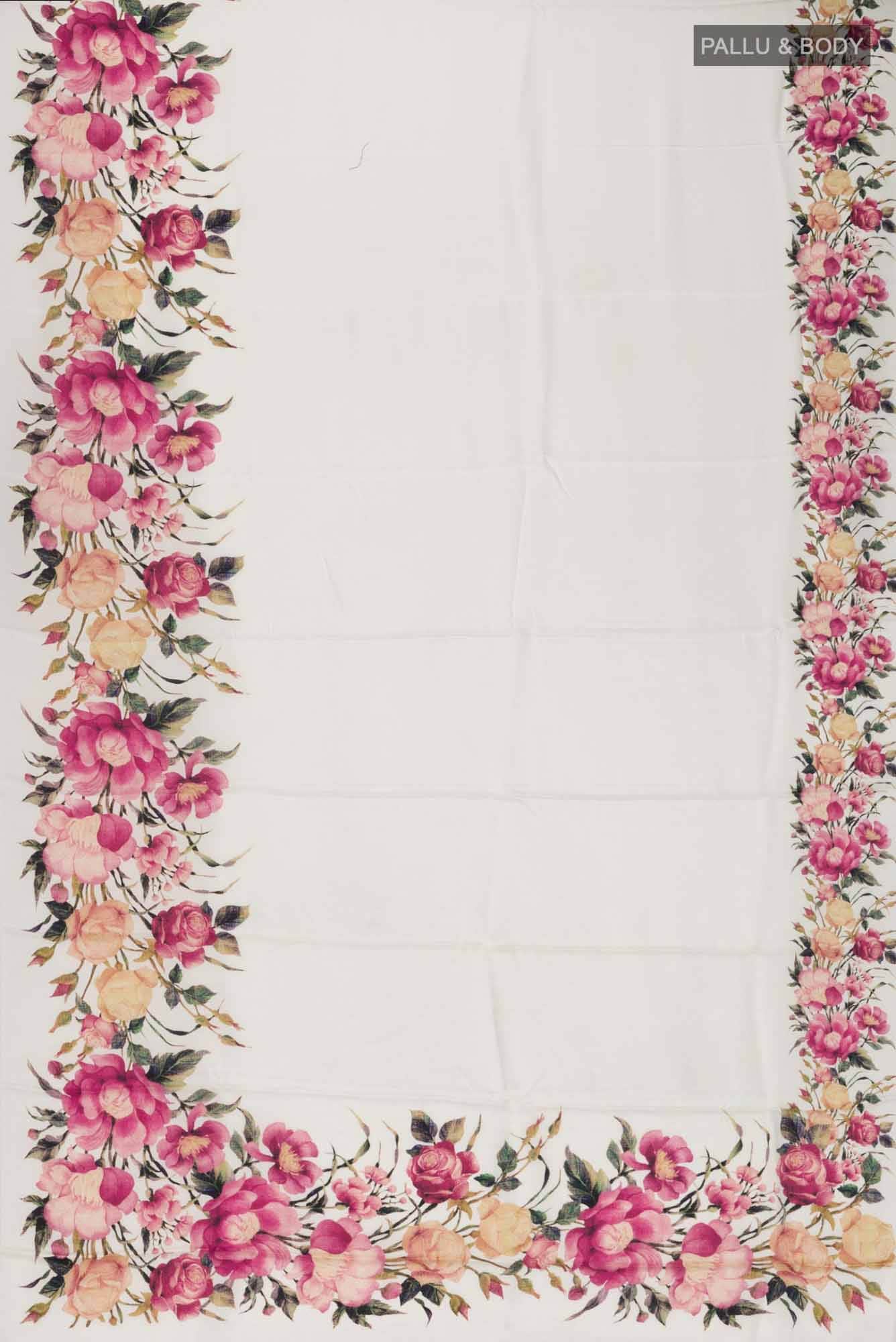 Cream Satin Silk Saree