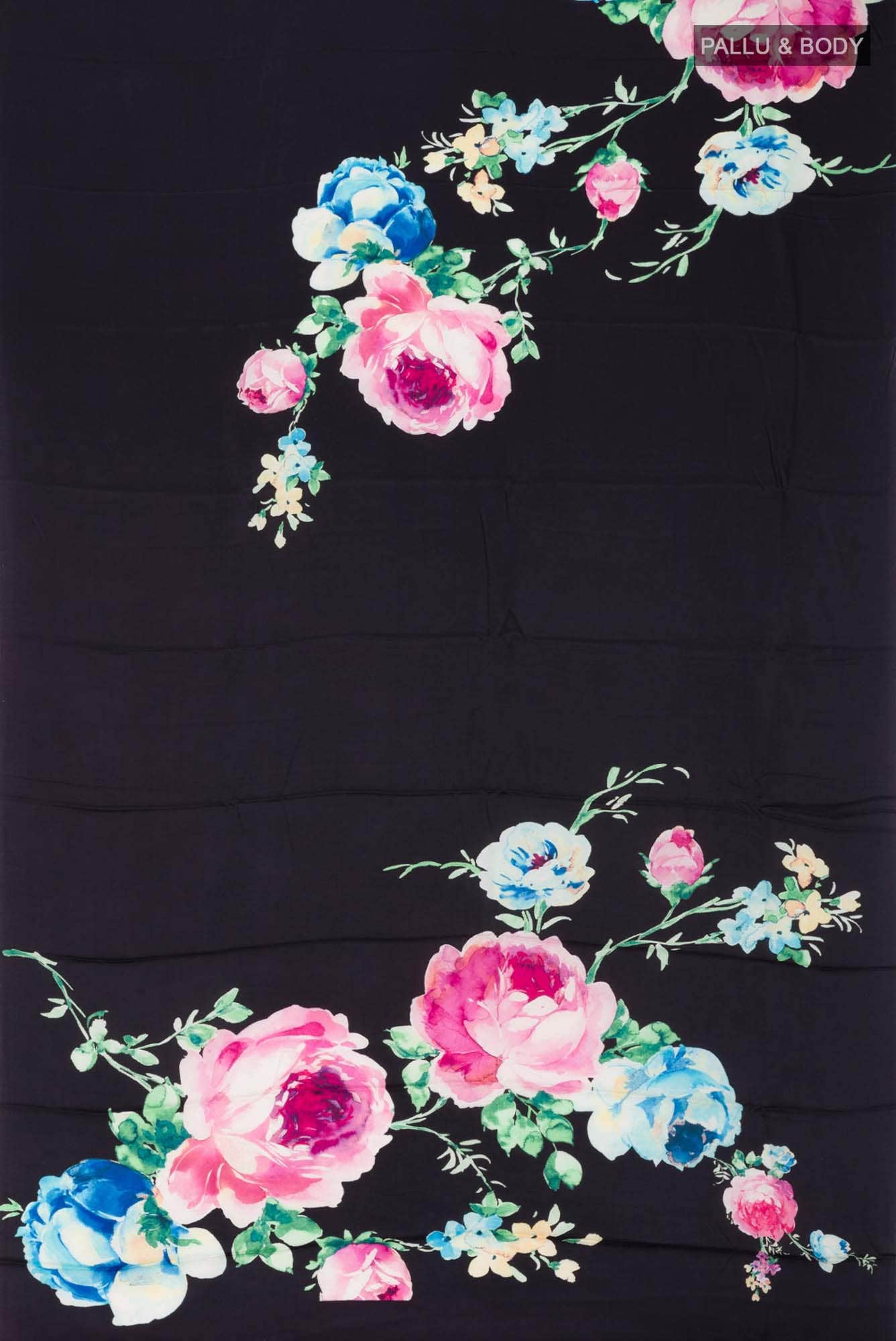 Black Satin Silk Saree