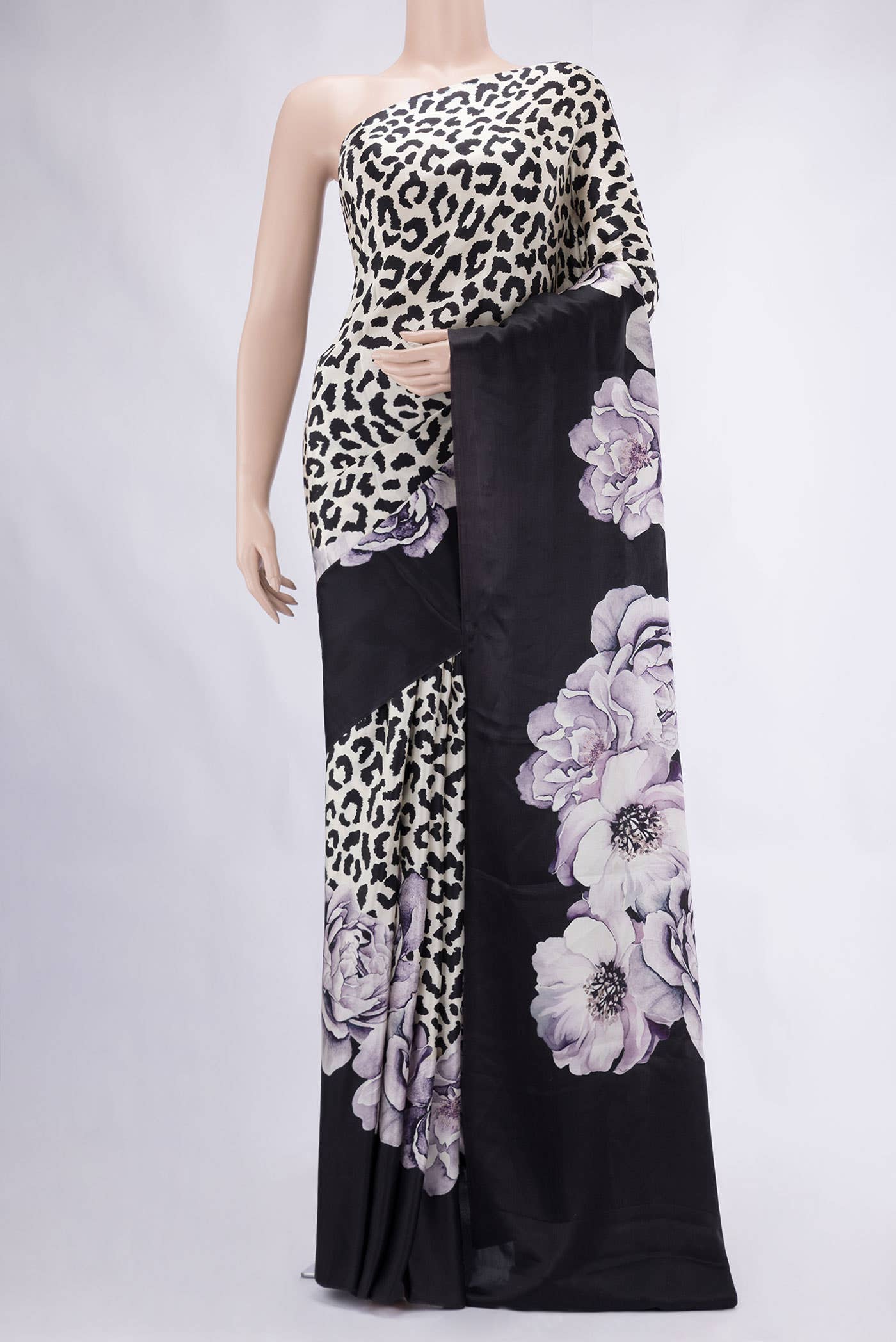 Black Satin Crepe Saree