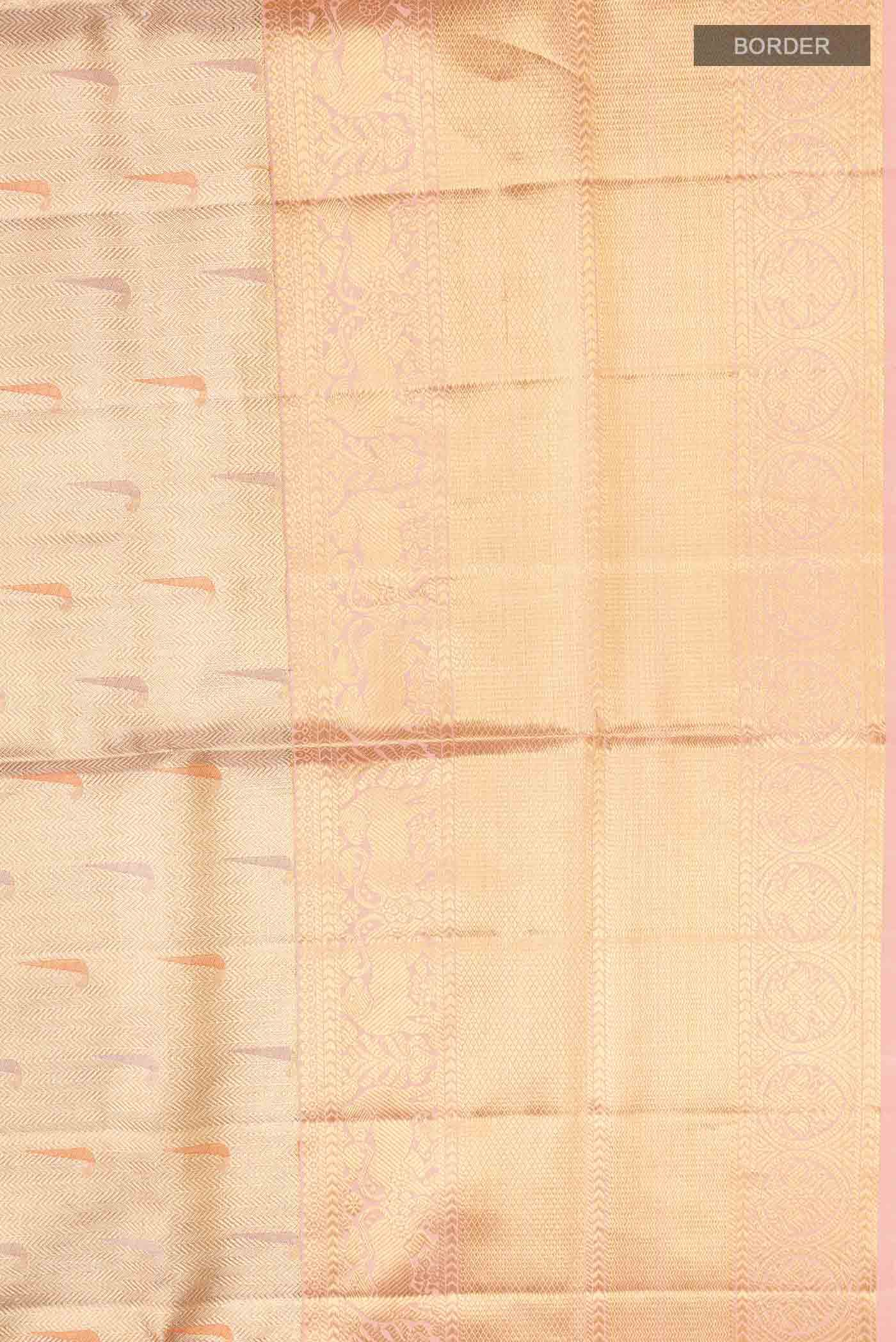 Peach with Gold Dual Tone Kanchipuram Tissue Silk Saree