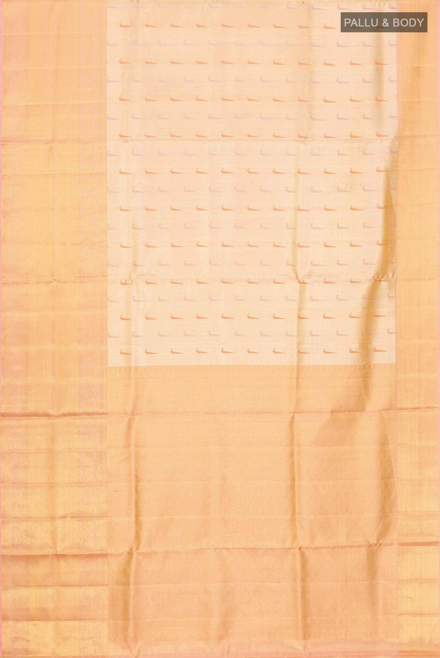 Peach with Gold Dual Tone Kanchipuram Tissue Silk Saree