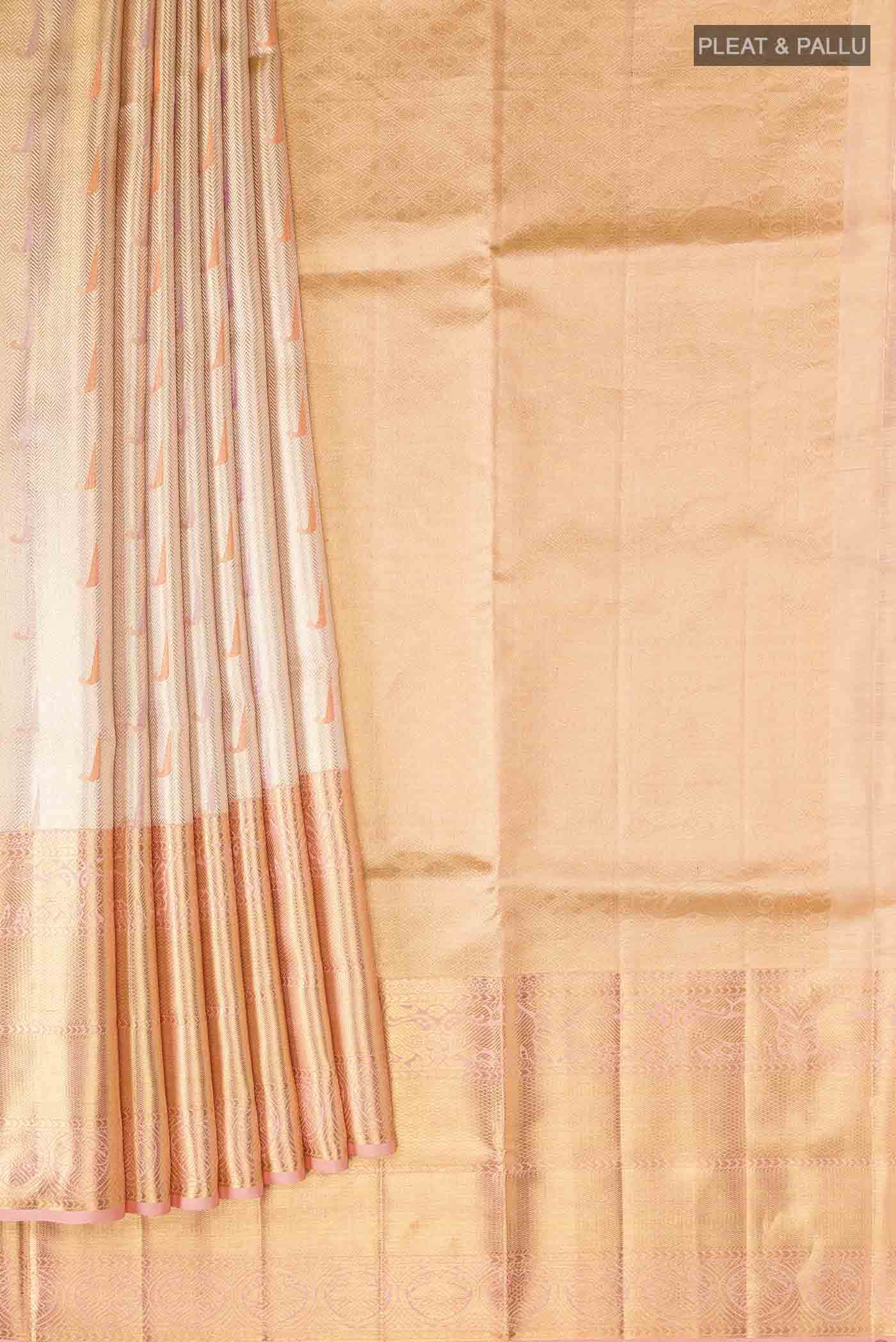 Peach with Gold Dual Tone Kanchipuram Tissue Silk Saree