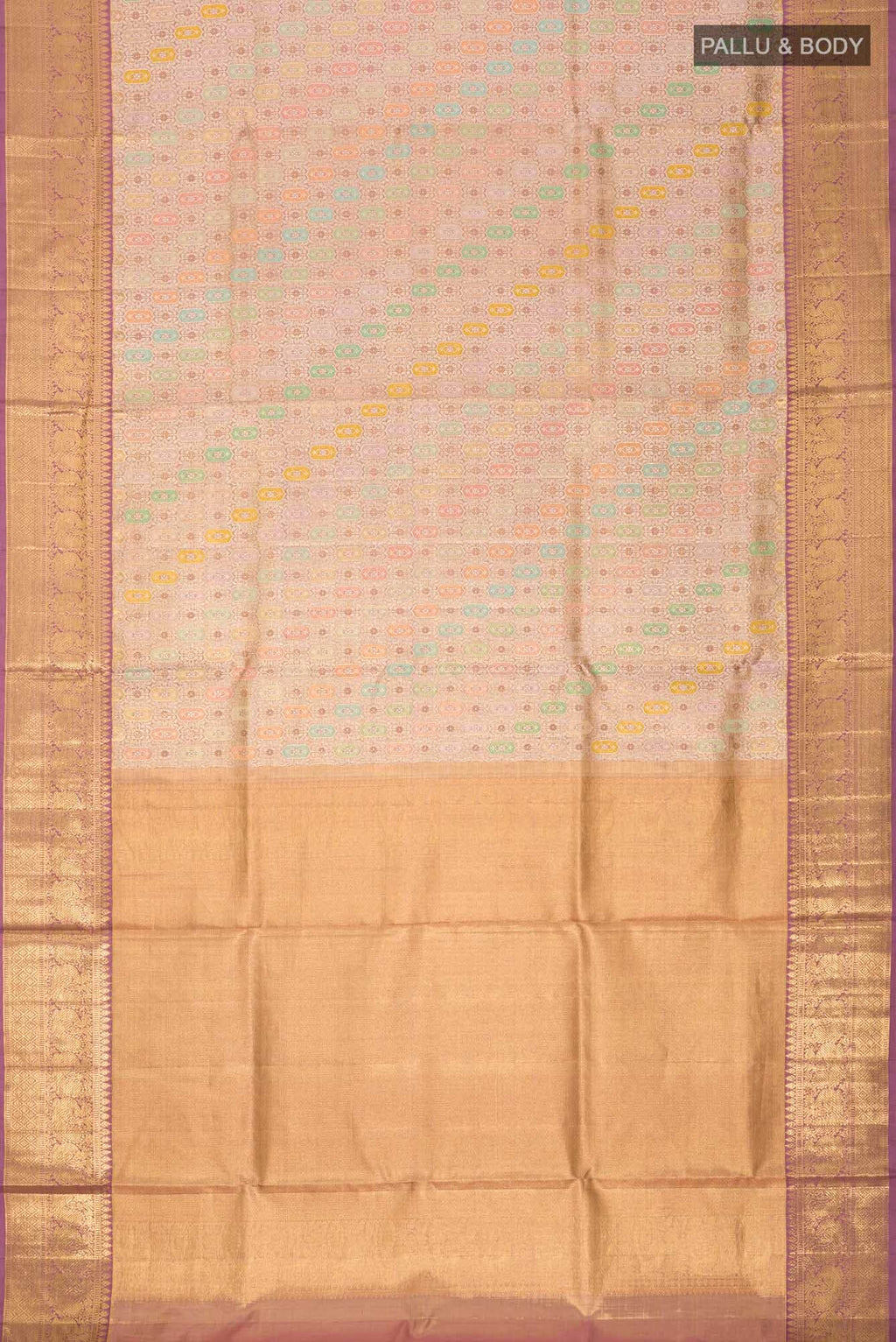 Pure Silk Pure Zari Lavender Kanchipuram Tissue Saree