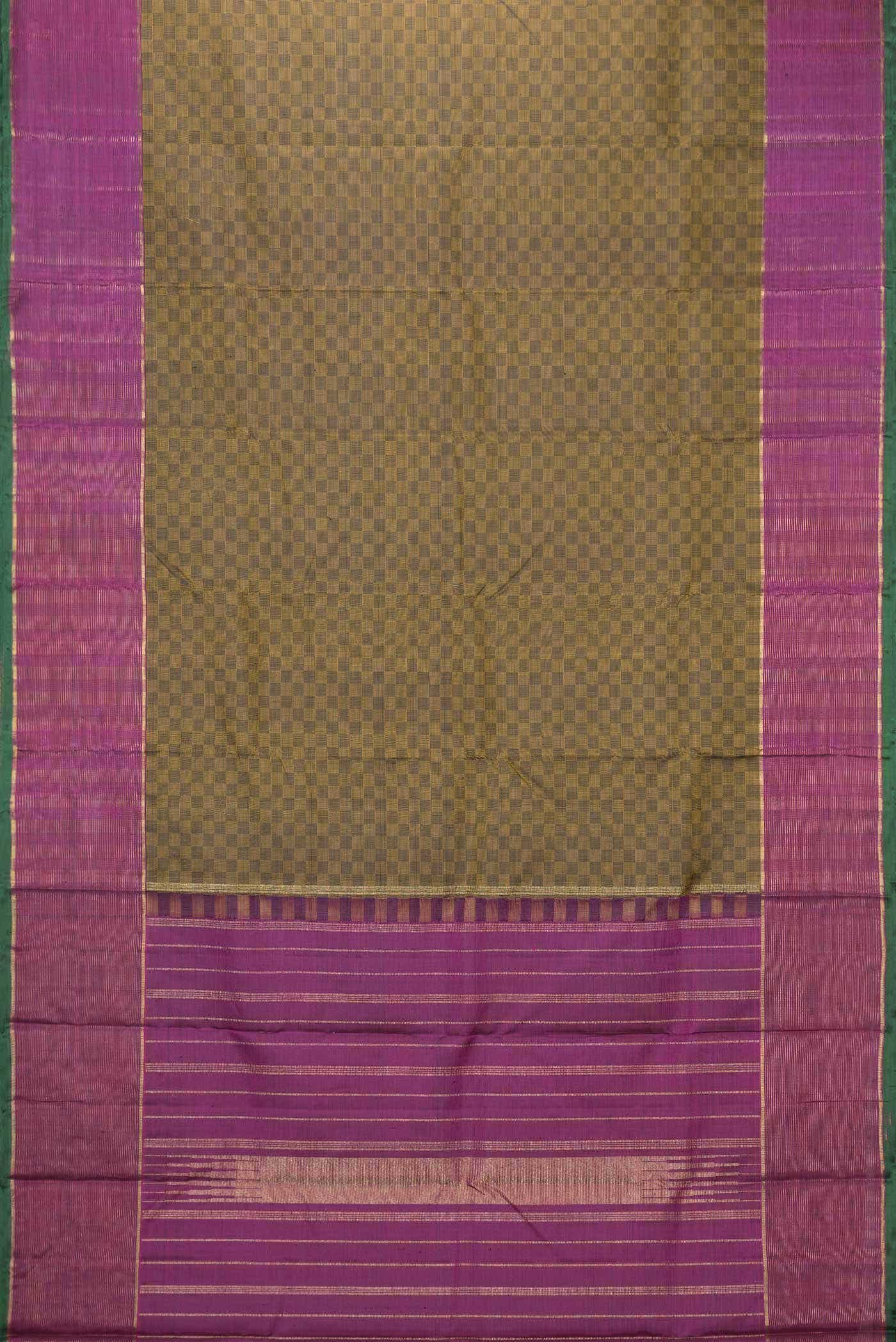 Pure Silk Pure Zari Mehandi Green Kanchipuram Saree