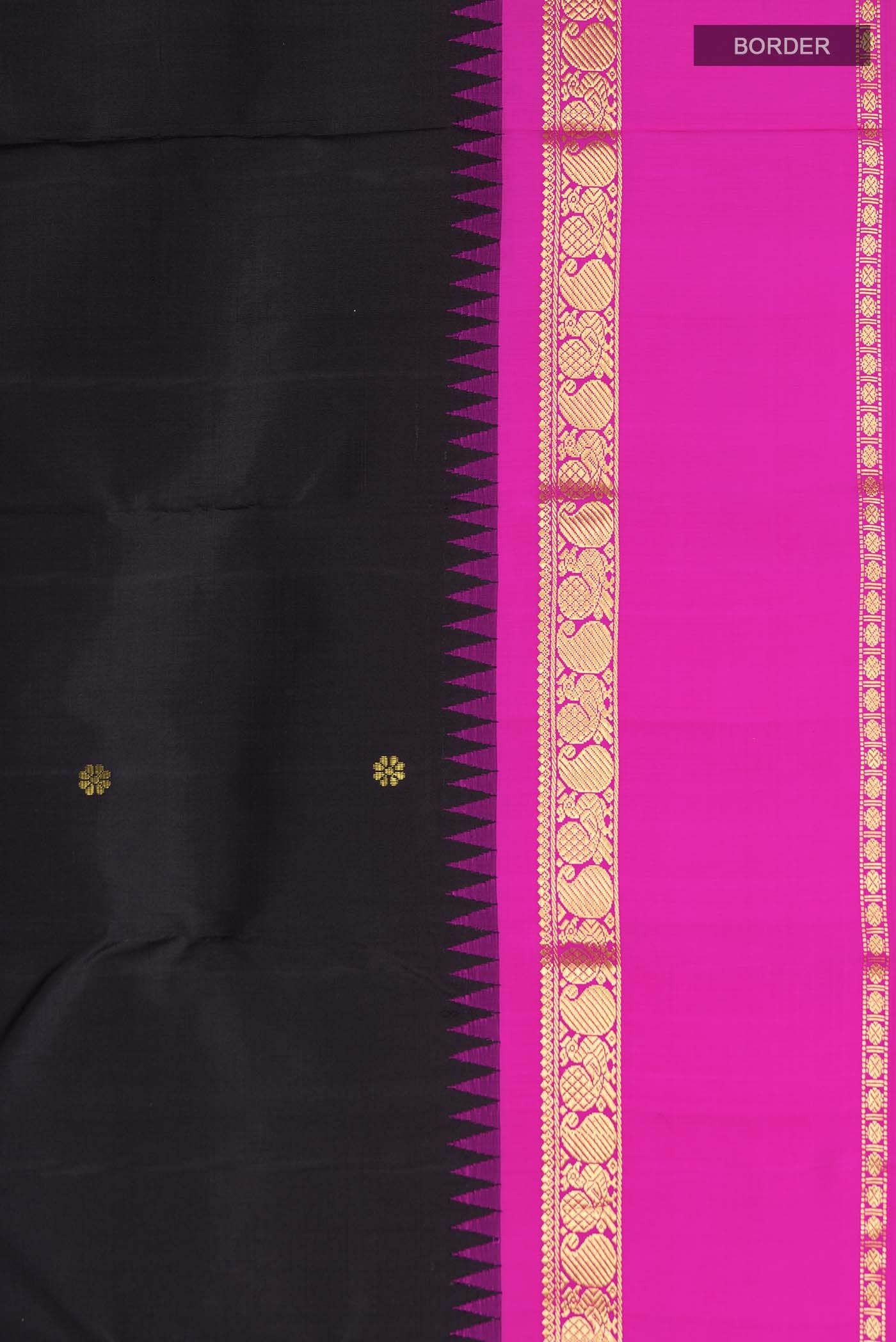 Pure Silk Pure Zari Black Kanchipuram Saree