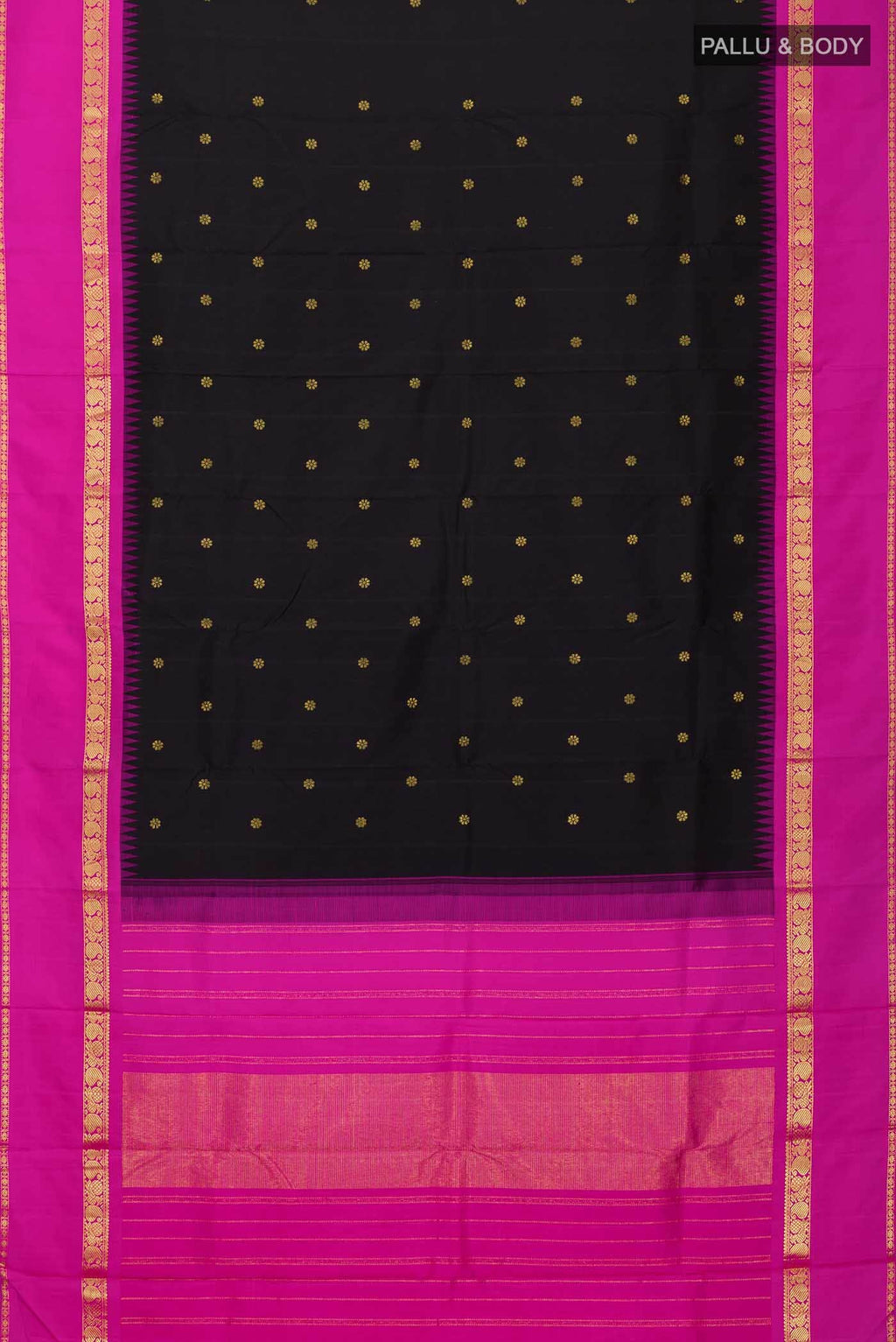 Pure Silk Pure Zari Black Kanchipuram Saree