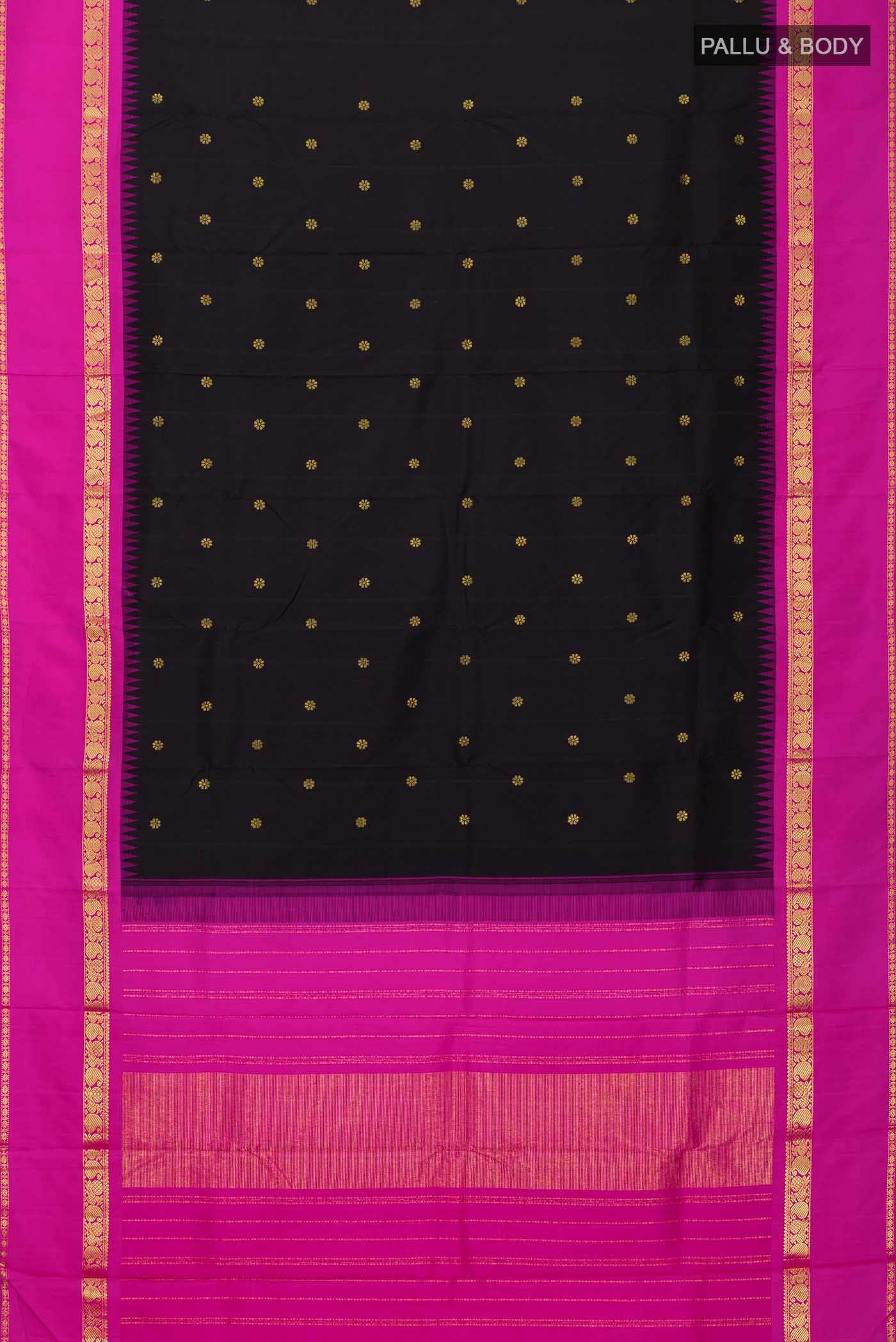 Pure Silk Pure Zari Black Kanchipuram Saree