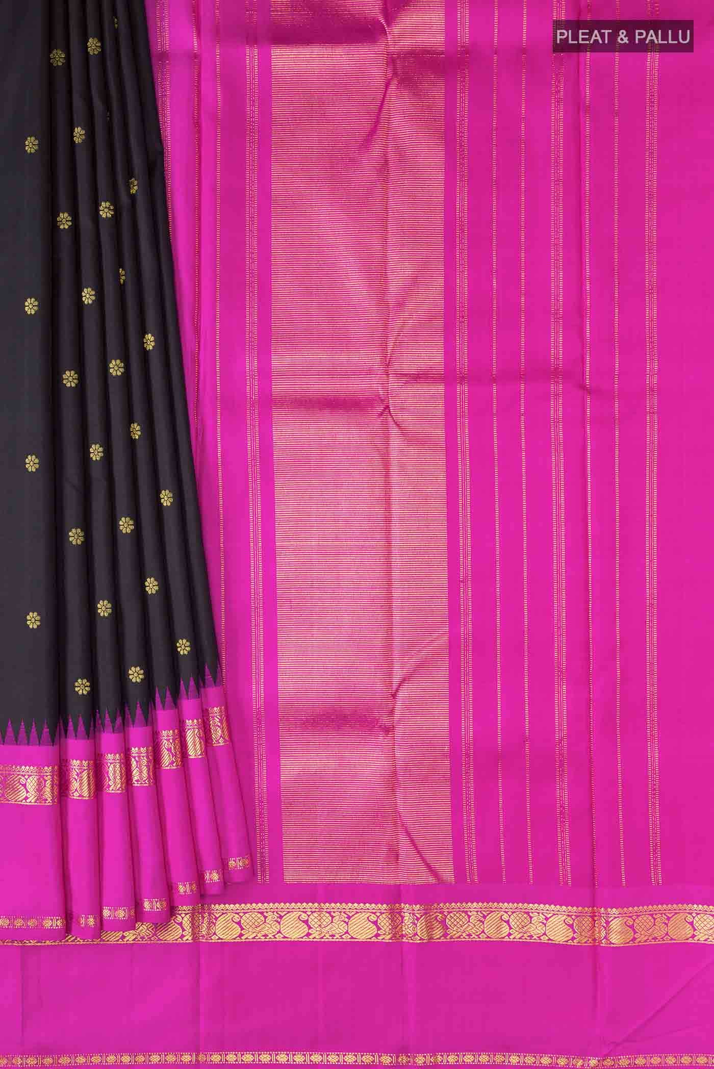 Pure Silk Pure Zari Black Kanchipuram Saree