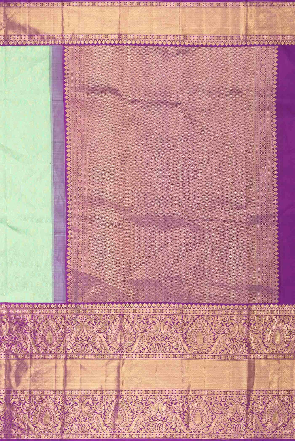 Parrot Green Dual Tone Kanchipuram Silk Saree