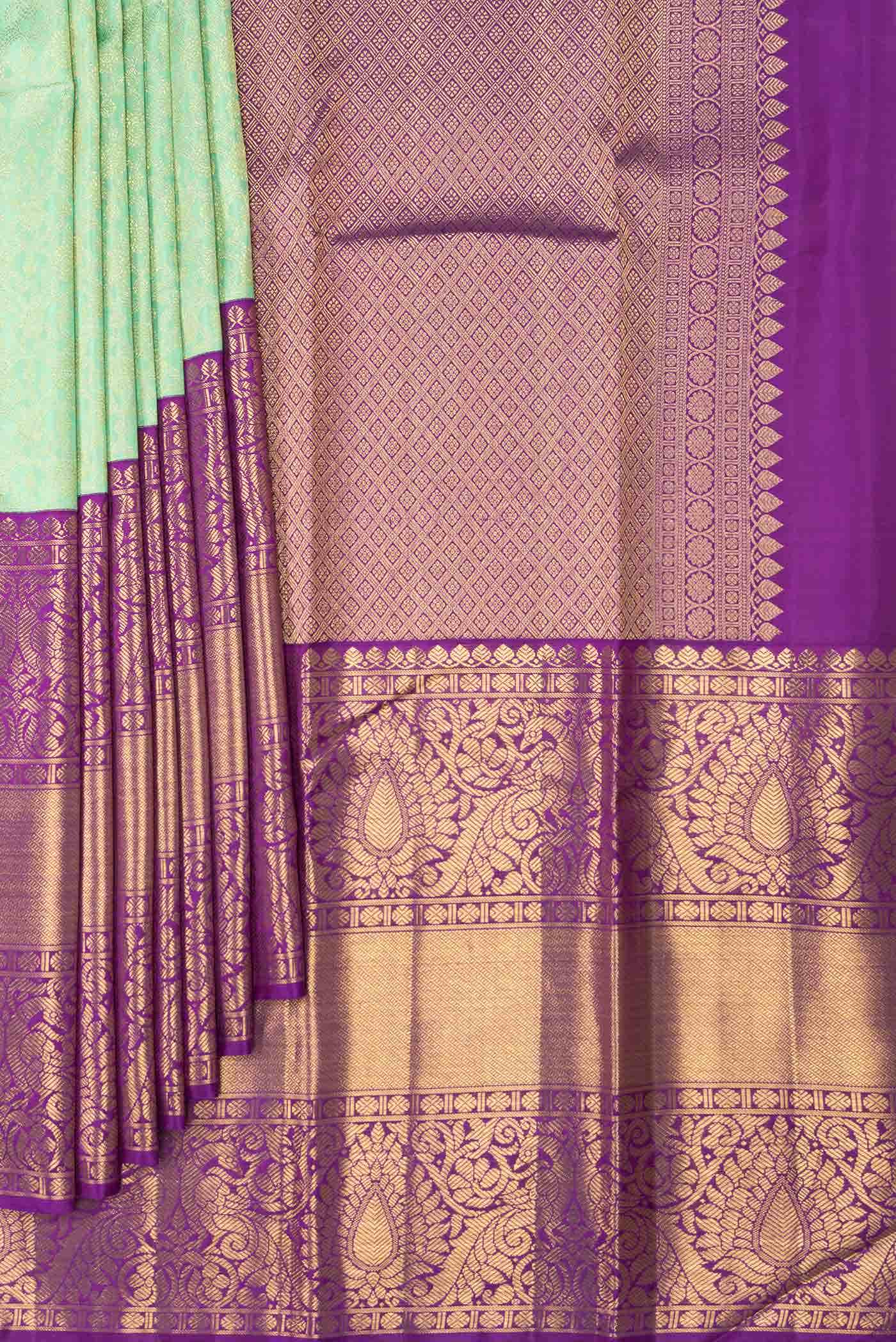 Parrot Green Dual Tone Kanchipuram Silk Saree